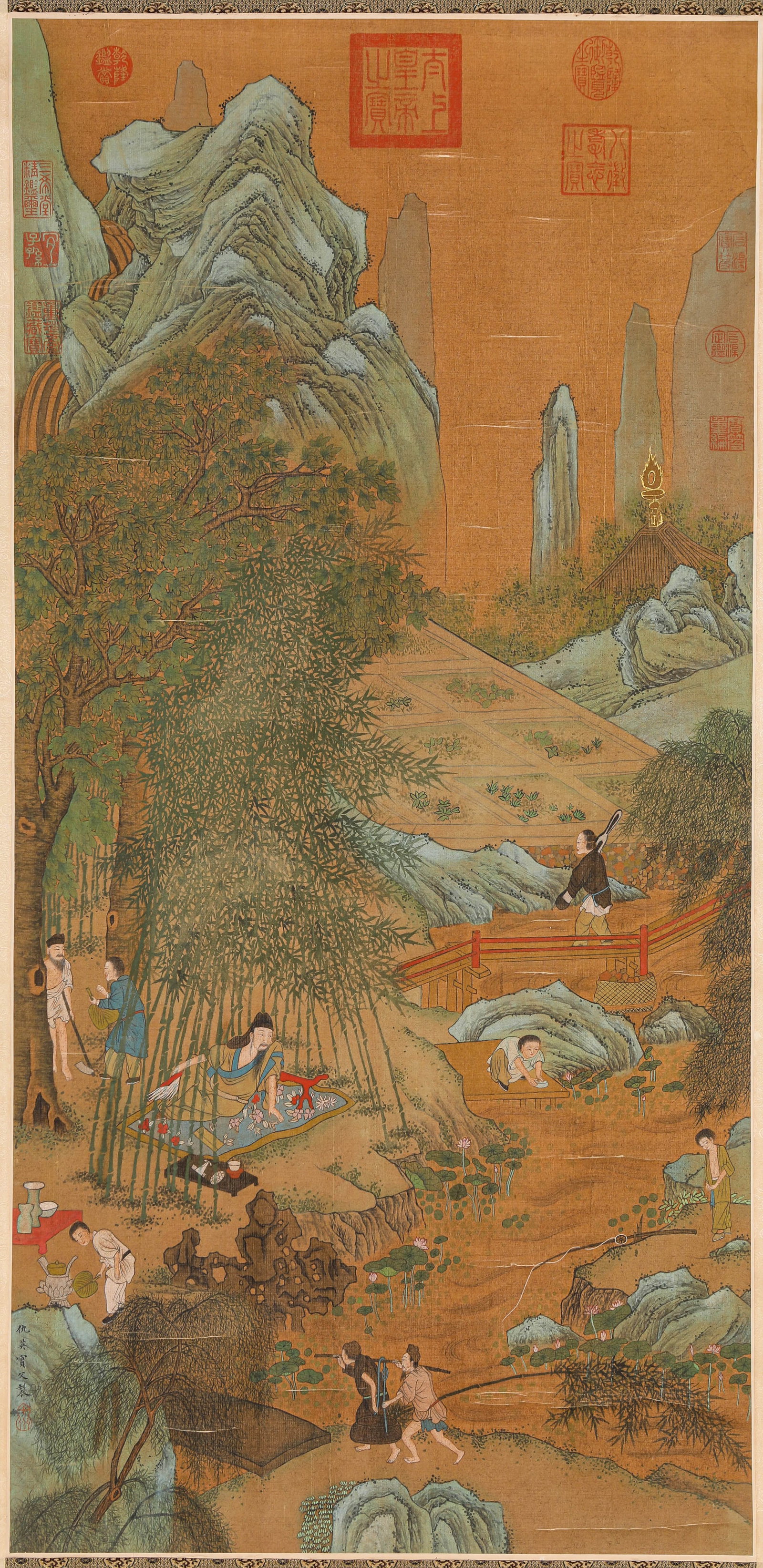 QIU YING (1494-1552), ATTRIBUTED TO, LANDSCAPE WITH FIGURES (1 of 7)