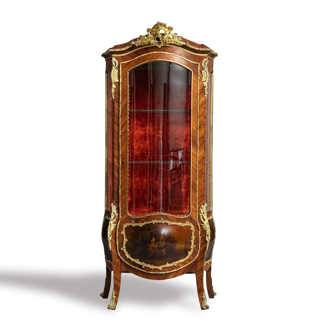 A LOUIS XV STYLE GILT-BRONZE MOUNTED VERNIS MARTIN AND KINGWOOD MARQUETRY DISPLAY CABINET (1 of 7)