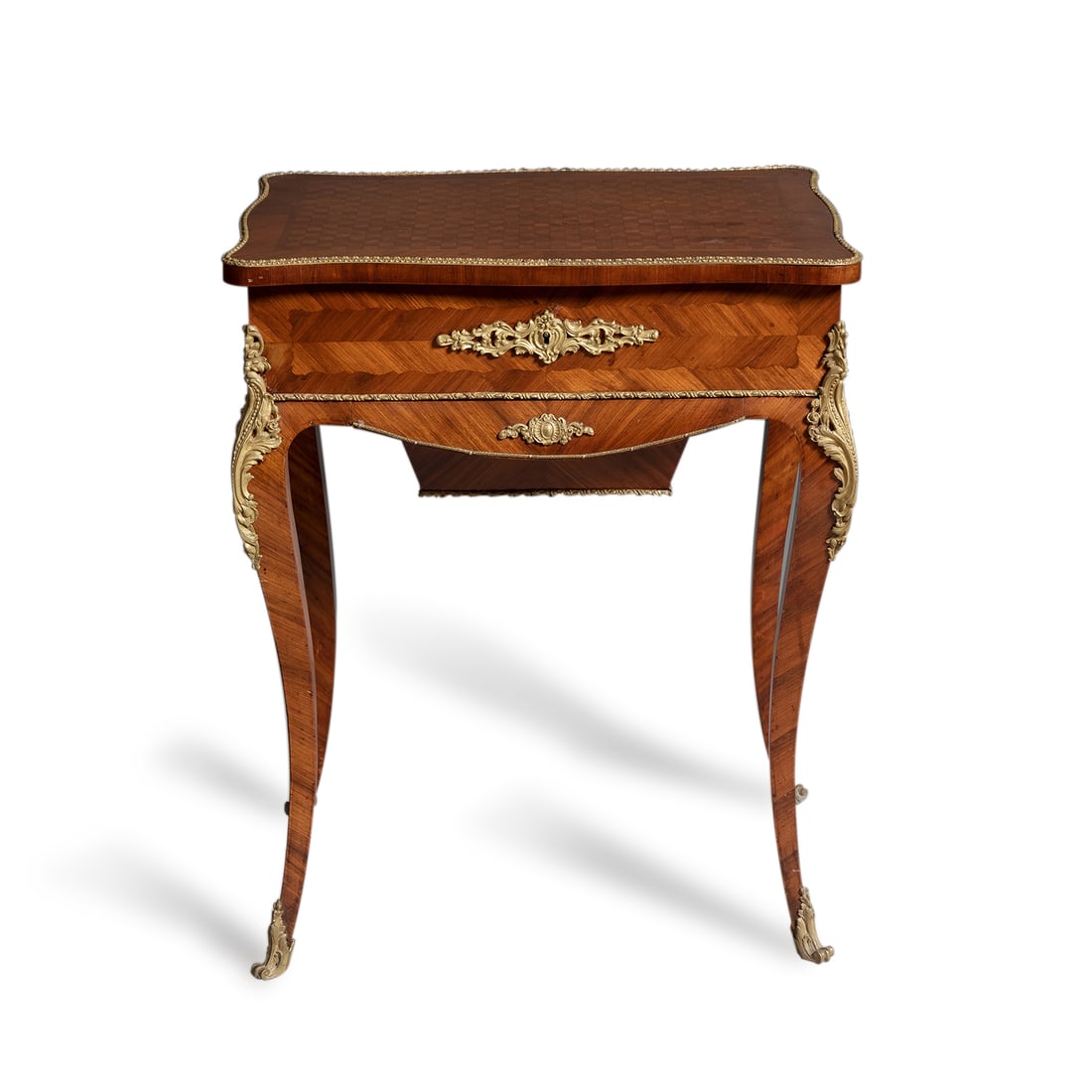 A NAPOLEON III PERIOD GILT-BRONZE MOUNTED KINGWOOD MARQUETRY 'TABLE à OUVRAGE' (1 of 6)