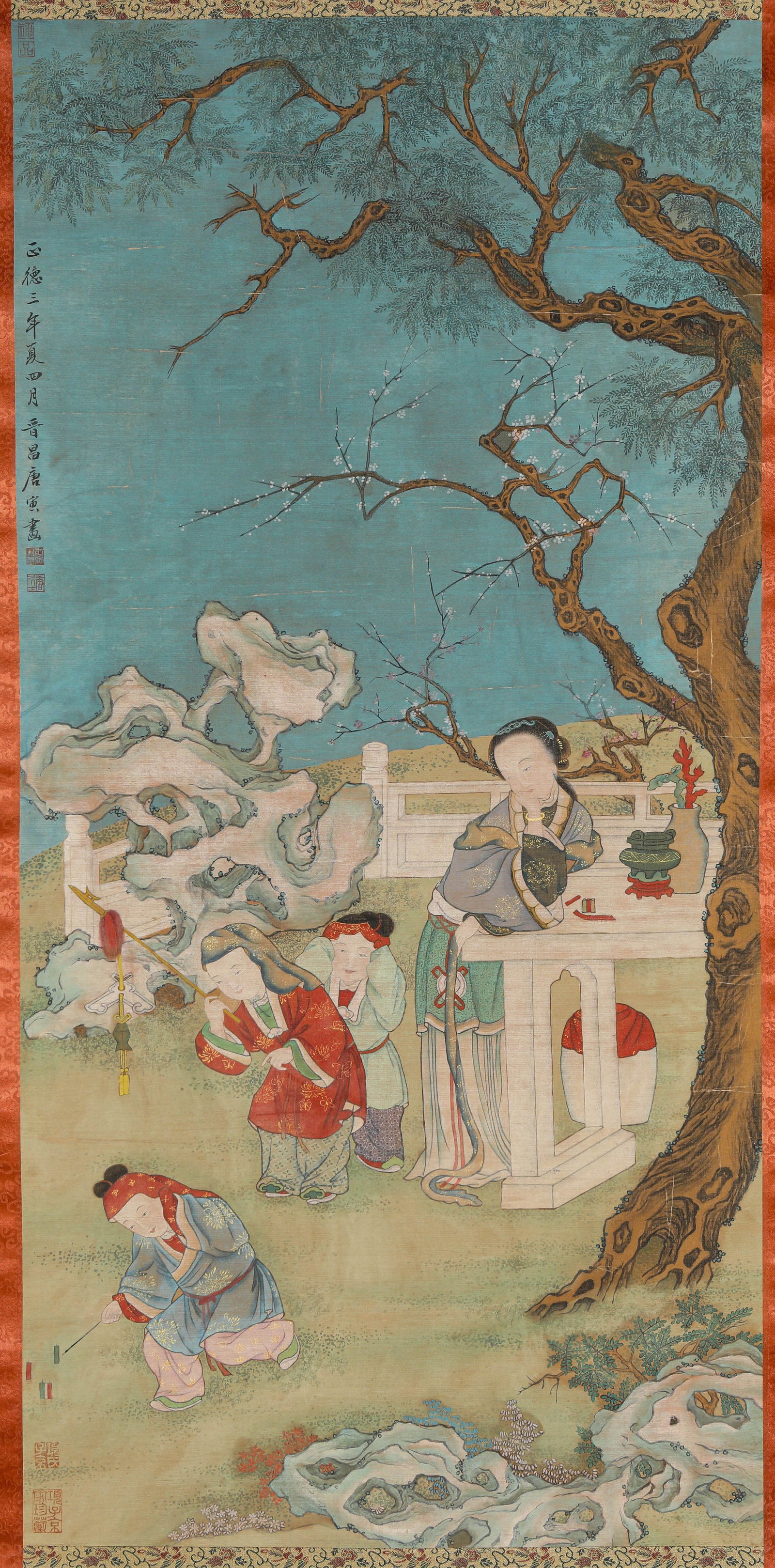 TANG YIN (1470-1524), ATTRIBUTED TO, FIGURE NARRATIVE: TANG YIN (1470-1524), ATTRIBUTED TO, FIGURE NARRATIVE Description: Dimensions: Width: 52.5 cm x Height: 108 cm. All measurements are approximate.