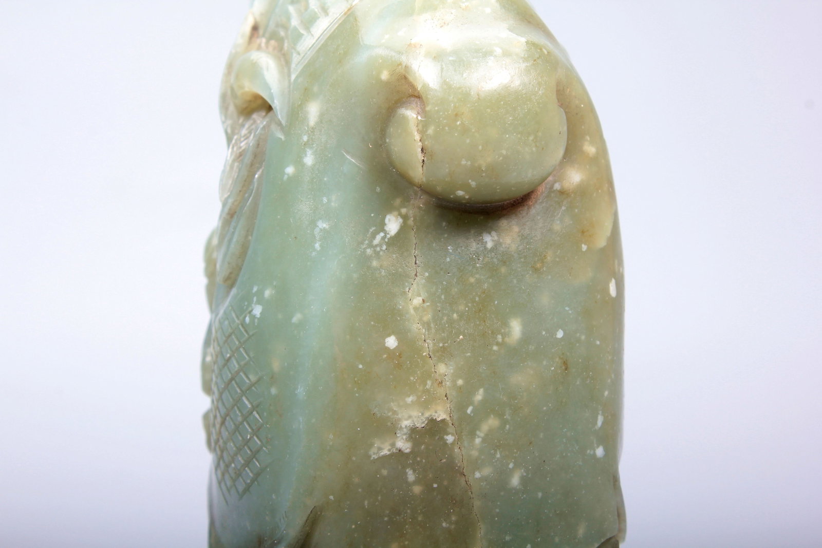 A HETIAN JADE DRAGON HEAD - 11