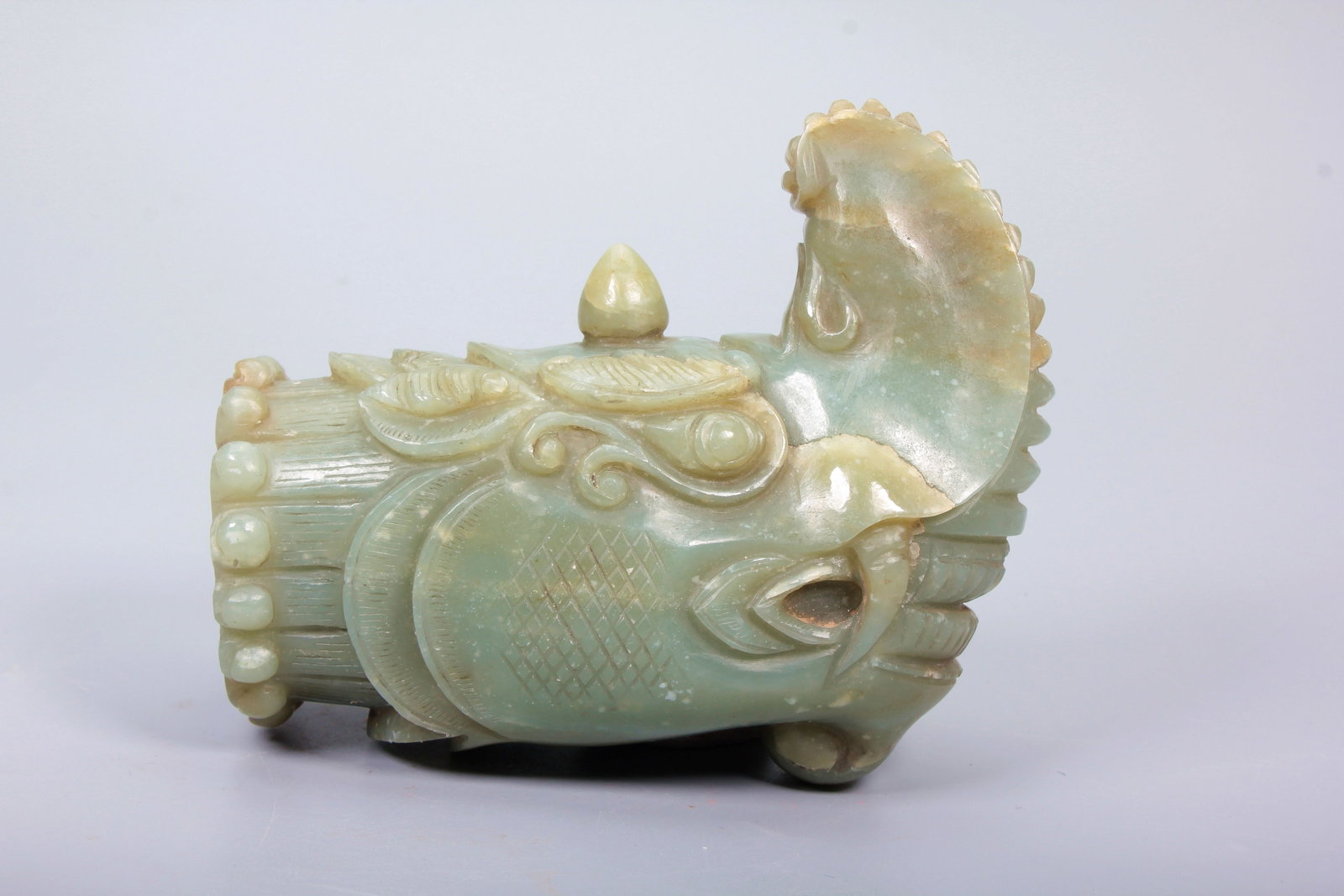 A HETIAN JADE DRAGON HEAD - 4