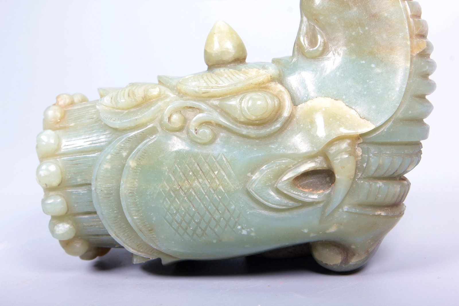 A HETIAN JADE DRAGON HEAD - 5