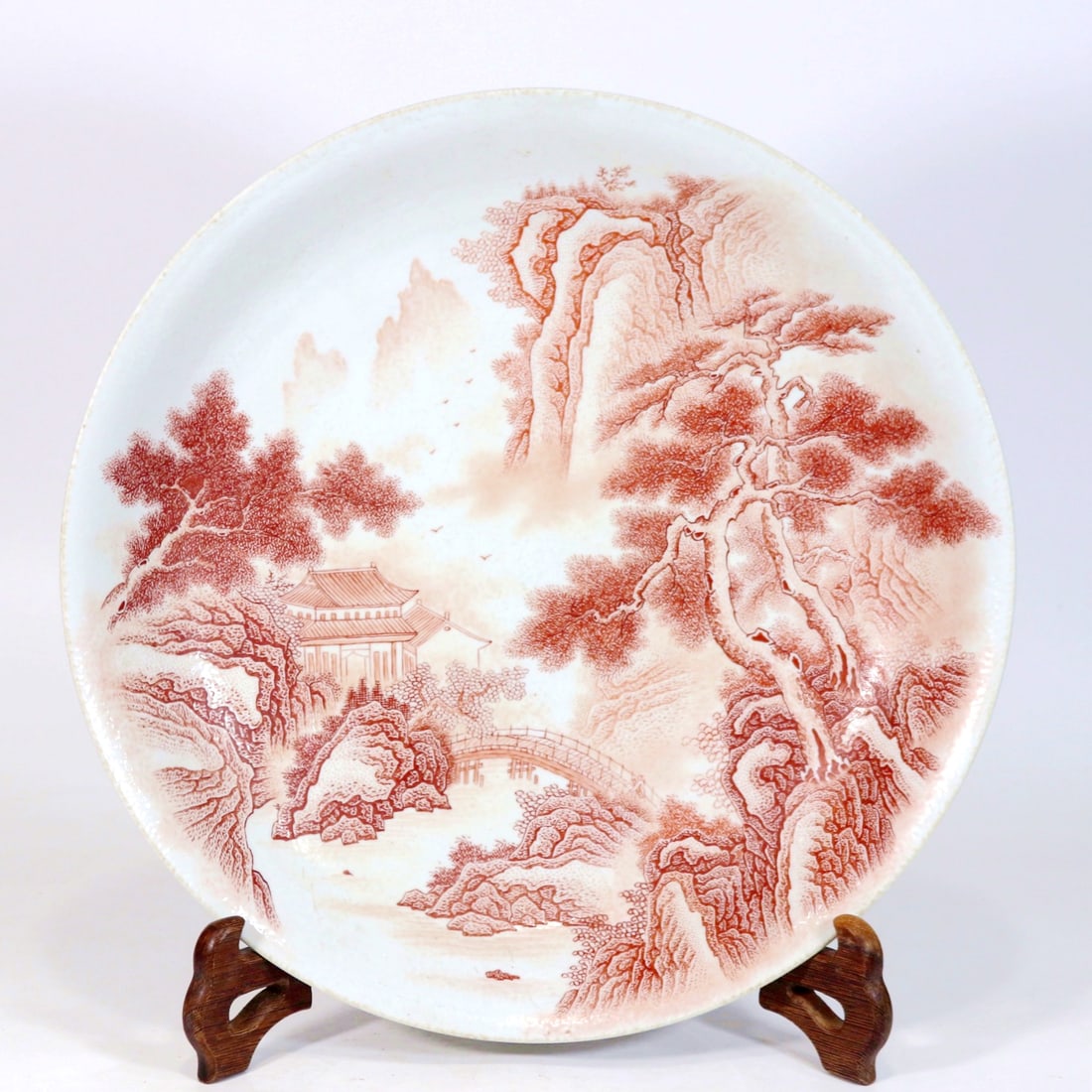 A IRON-RED LANDSCAPE LARGE DISH: A IRON-RED LANDSCAPE LARGE DISH D:42CM?H:7.5CM