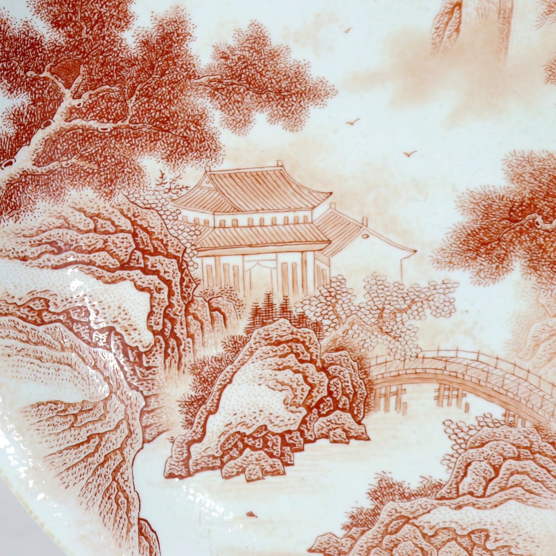 A IRON-RED LANDSCAPE LARGE DISH - 4