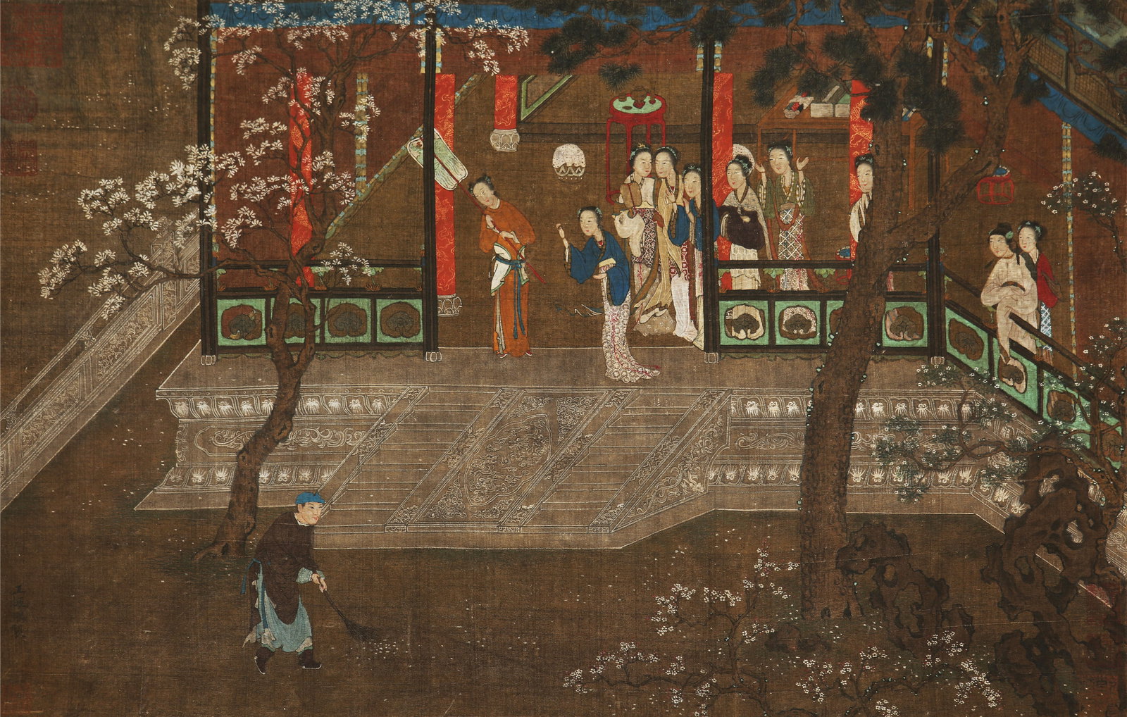 A CHINESE HAND PAINTING WITH THE MARK OF WANG ZHENPENG: A CHINESE HAND PAINTING WITH THE MARK OF WANG ZHENPENG 38*59CM