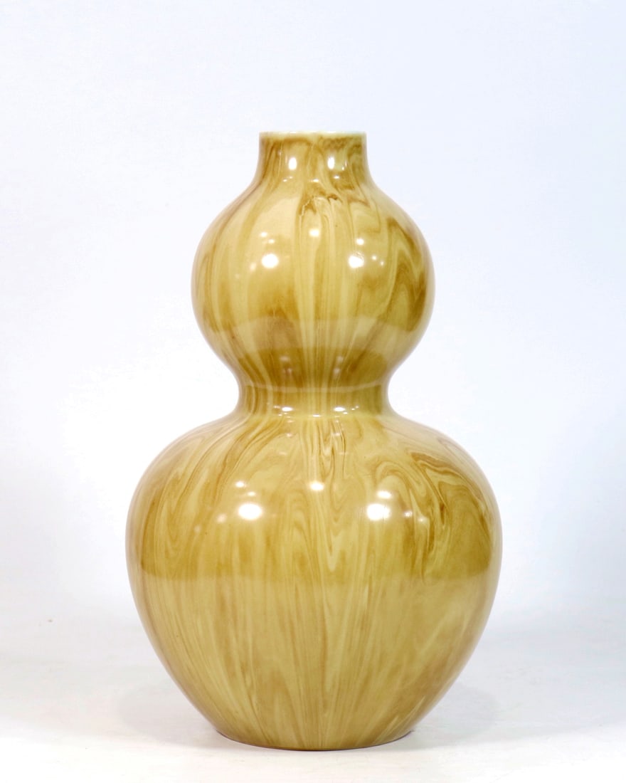 A BIONIC WOOD GLAZE GOURD VASE - 3