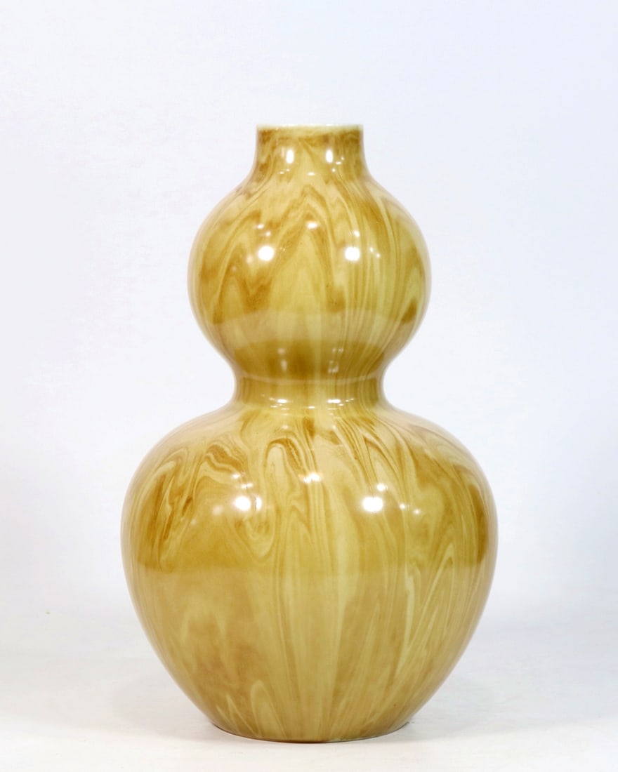 A BIONIC WOOD GLAZE GOURD VASE - 4