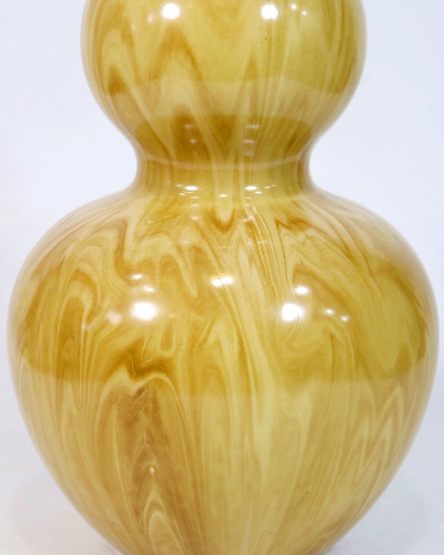 A BIONIC WOOD GLAZE GOURD VASE - 6