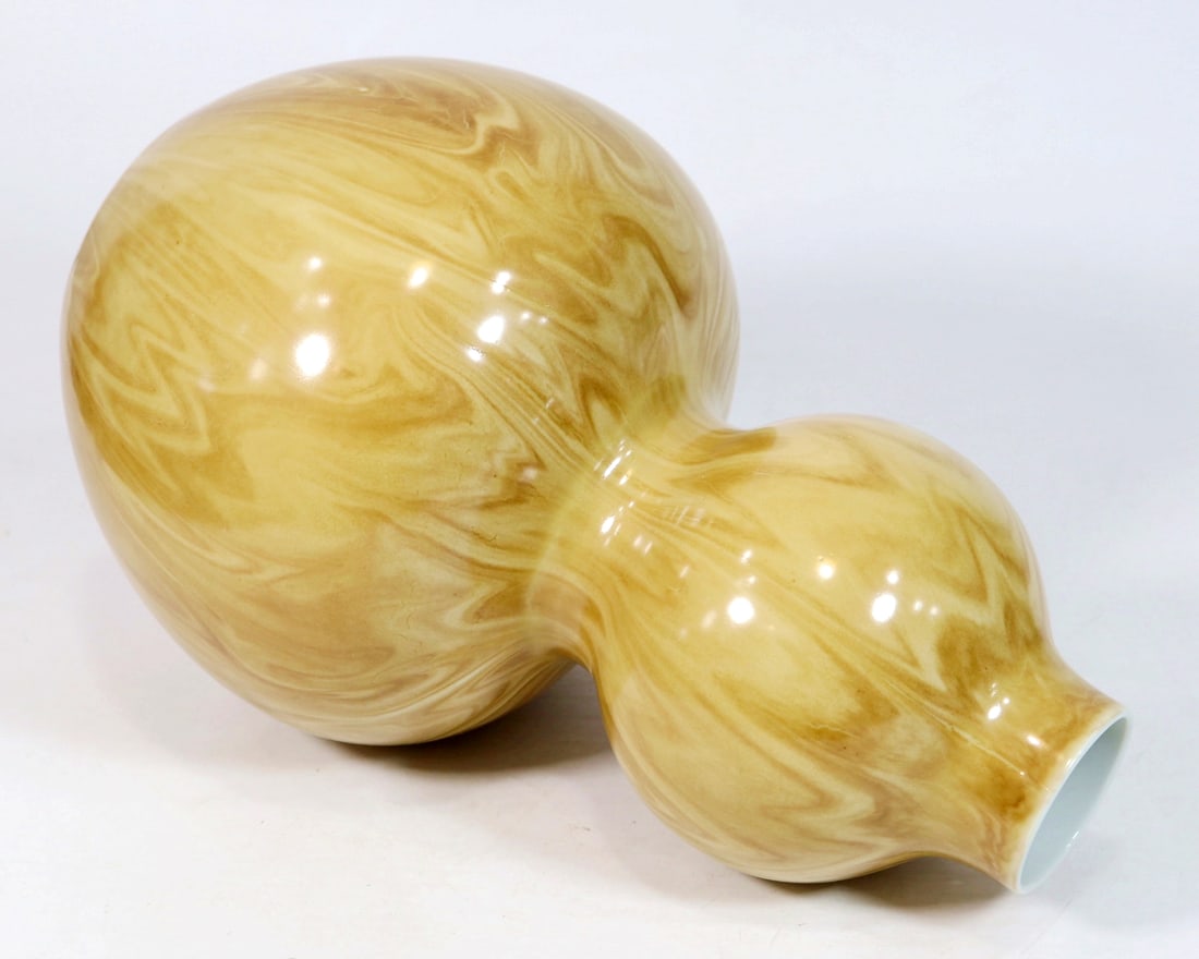 A BIONIC WOOD GLAZE GOURD VASE - 8