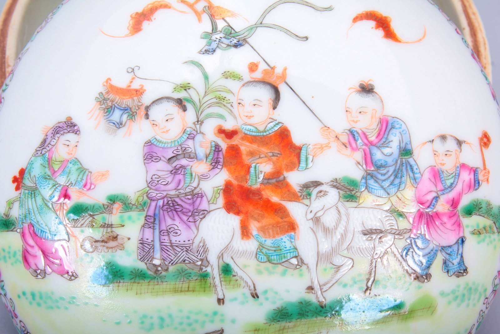 A LINZHI QINGXIANG BOY PLAY PATTERN INK PASTE BOX - 3