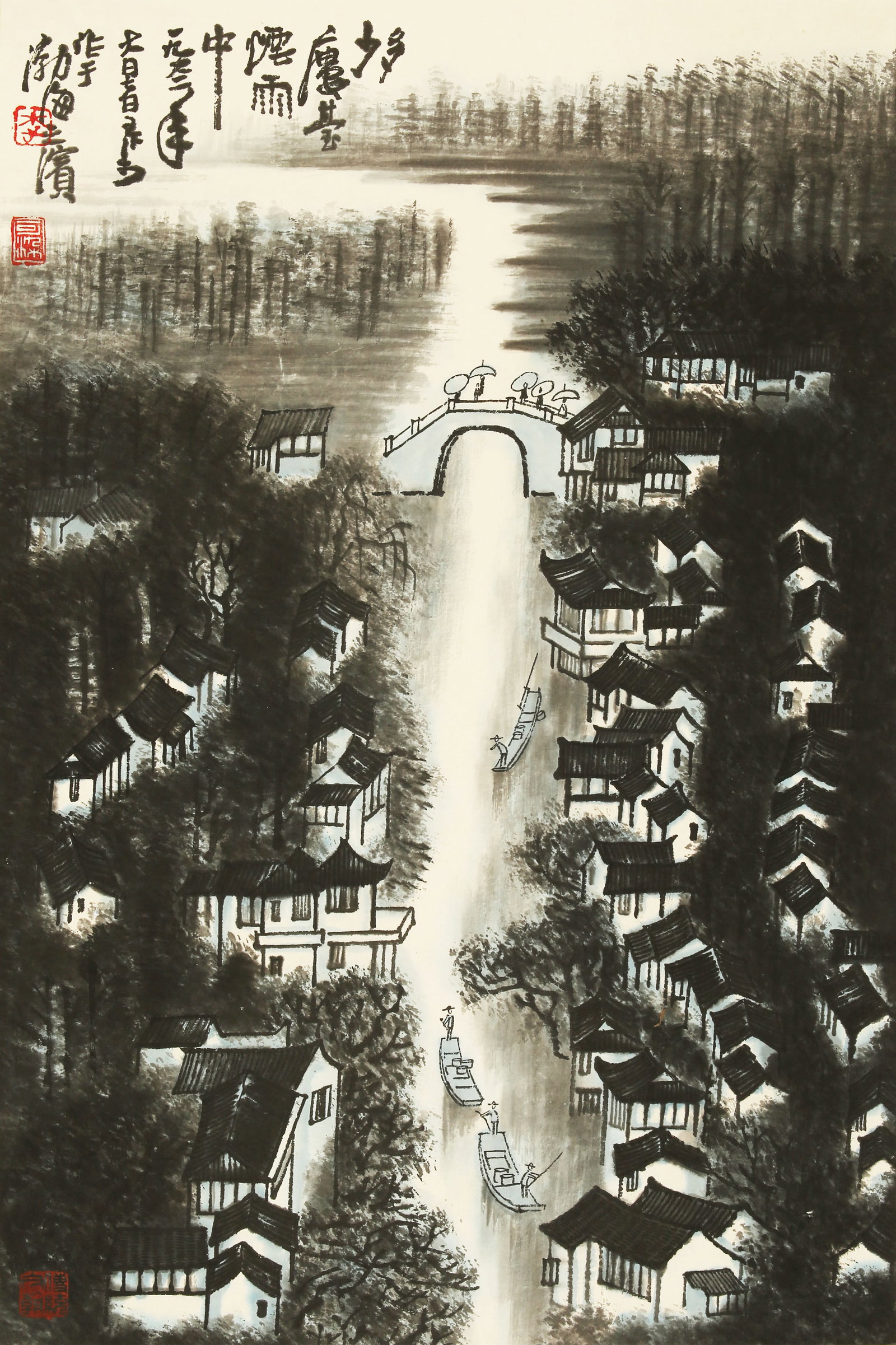 A CHINESE HAND PAINTING WITH THE MARK OF LI KERAN: A CHINESE HAND PAINTING WITH THE MARK OF LI KERAN 71*47CM