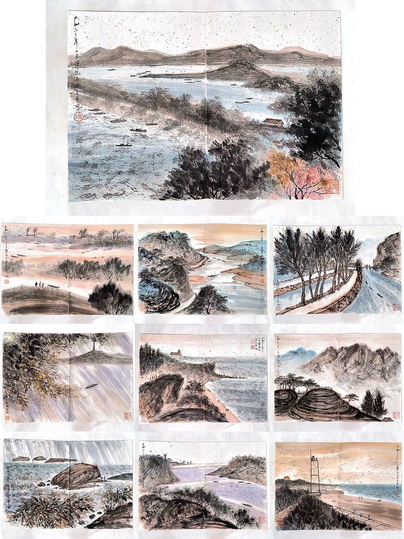 A CHINESE HAND PAINTING ALBUM WITH THE MARK OF FU BAOSHI: A CHINESE HAND PAINTING ALBUM WITH THE MARK OF FU BAOSHI 25*35CM