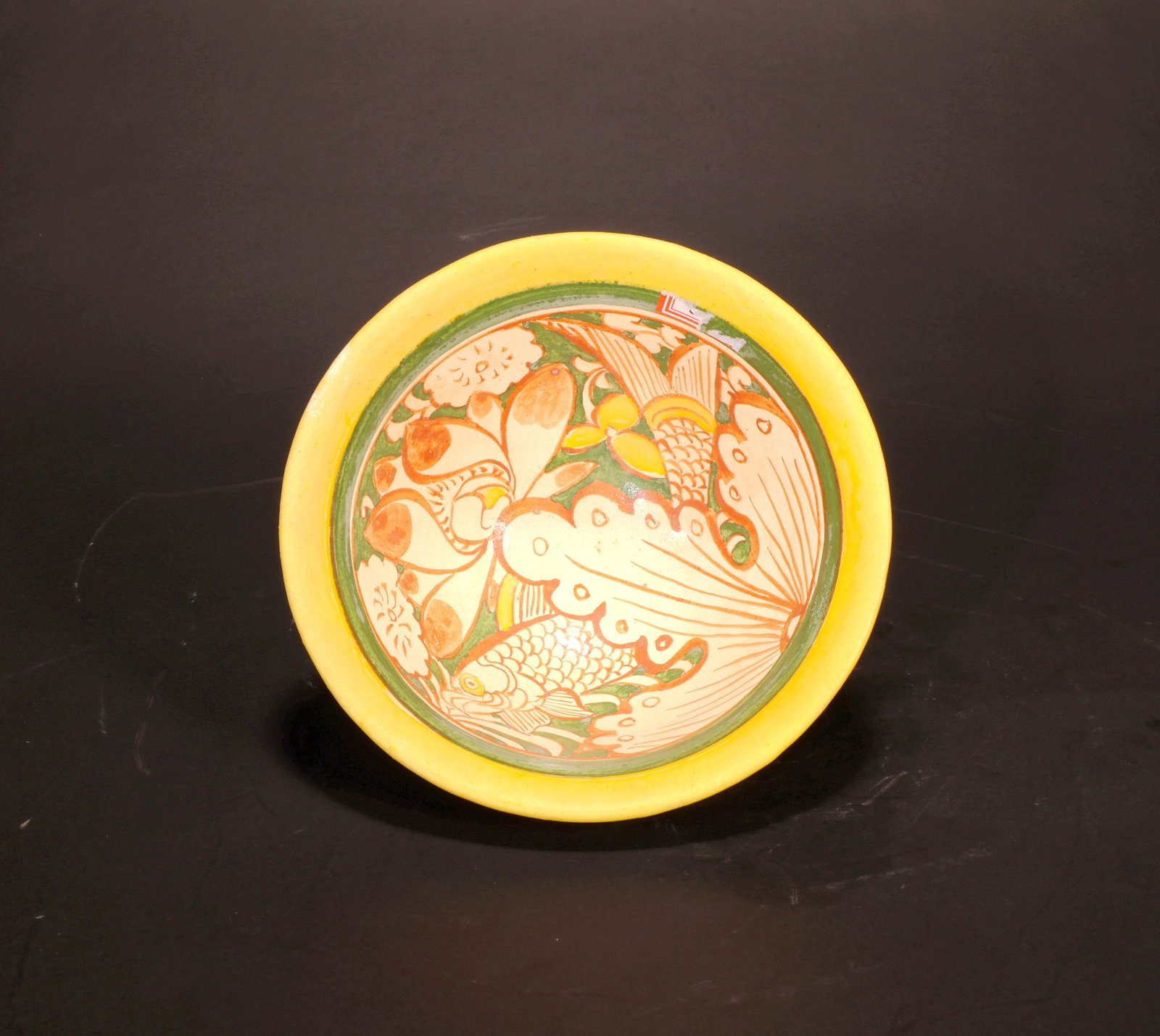 A RED-GREEN COLORED FISH BOWL - 4