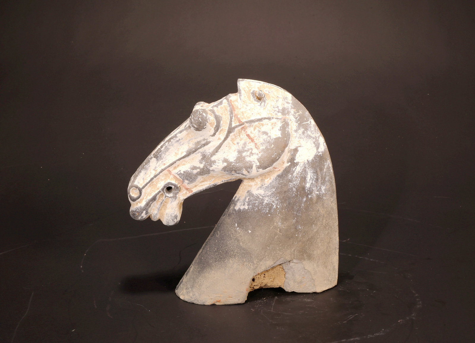 A BLACK POTTERY HORSE HEAD (1 of 6)
