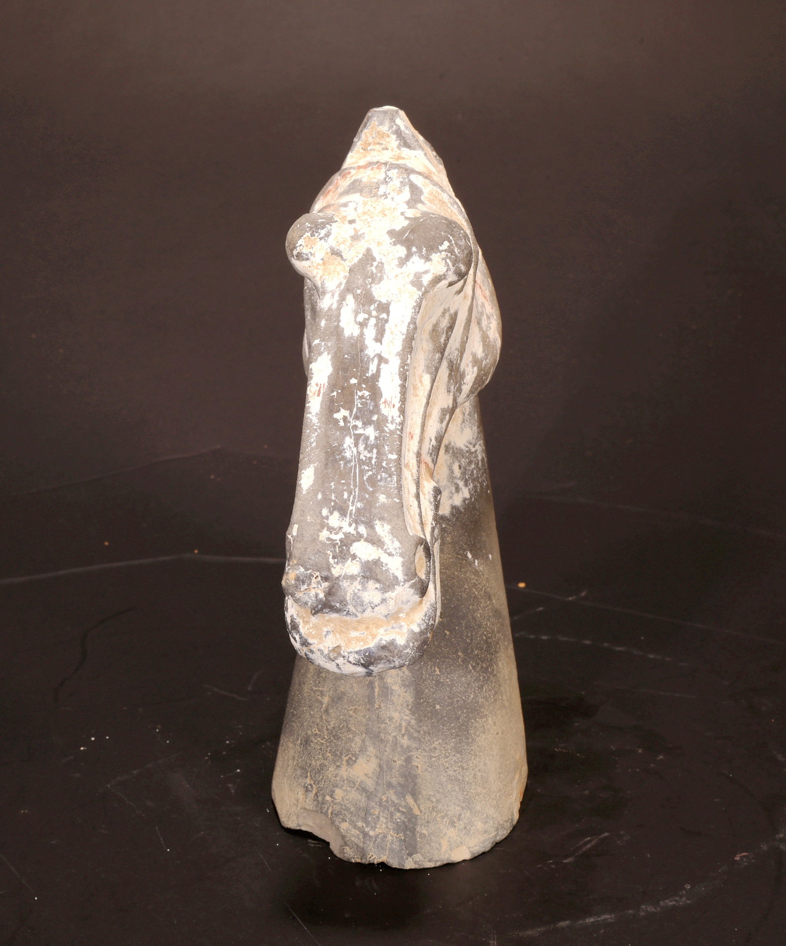 A BLACK POTTERY HORSE HEAD - 2