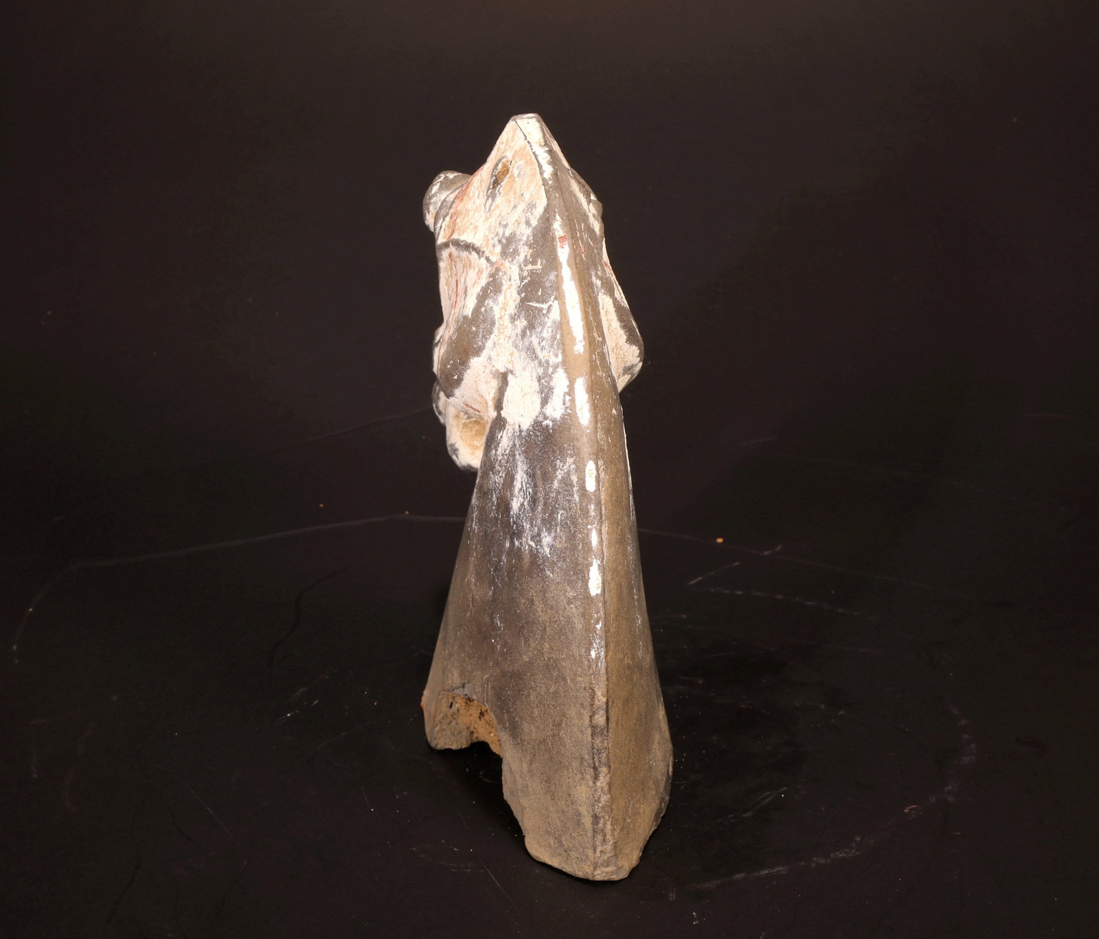 A BLACK POTTERY HORSE HEAD - 5