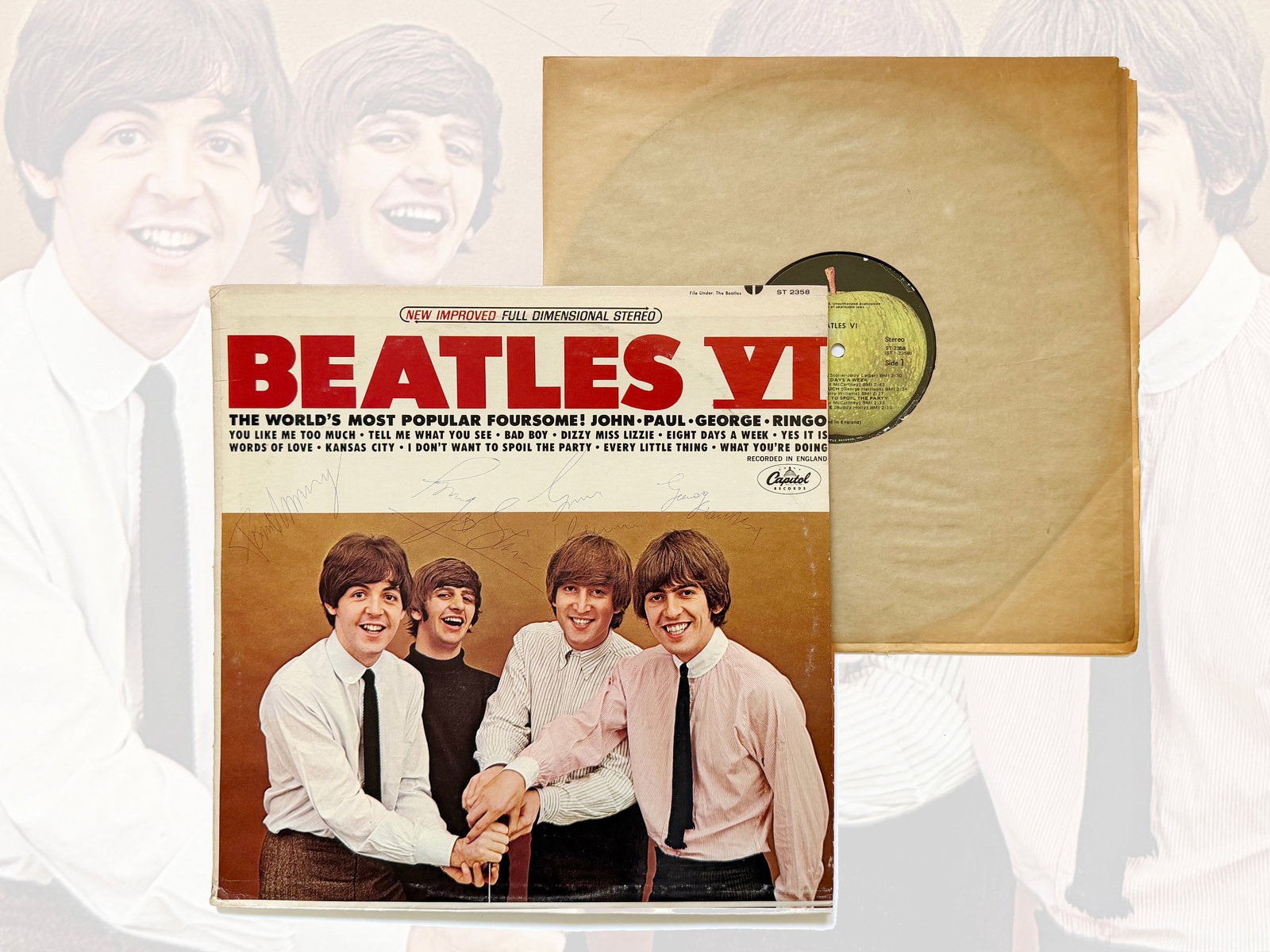 THE BEATLES FULLY SIGNED BEATLES VI LP (1 of 7)