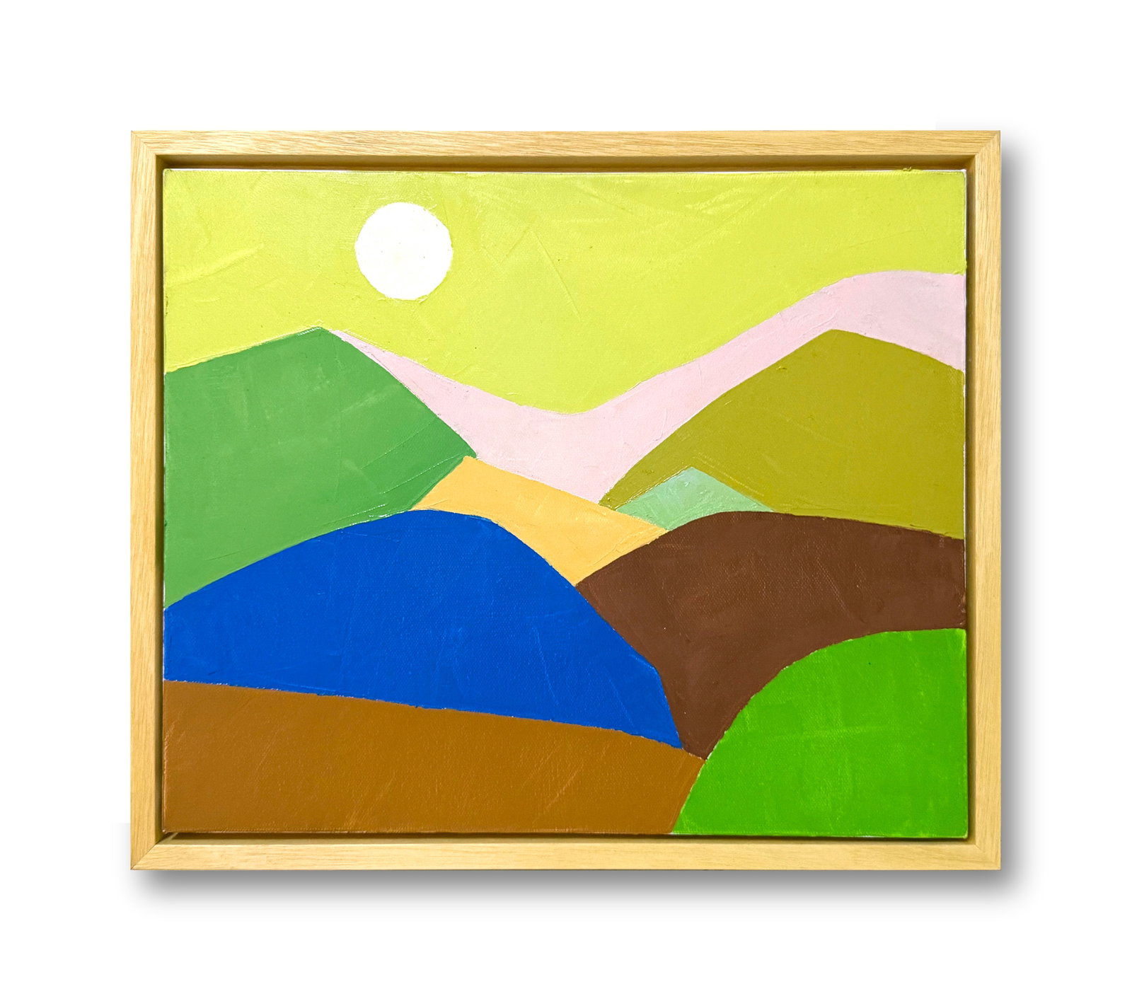 AN OIL PAINTING ON CANVAS WITH THE MARK OF ETEL ADNAN: AN OIL PAINTING ON CANVAS WITH THE MARK OF ETEL ADNAN 38*45.8CM; FRAMED DIMENSIONS:42.5*50CM