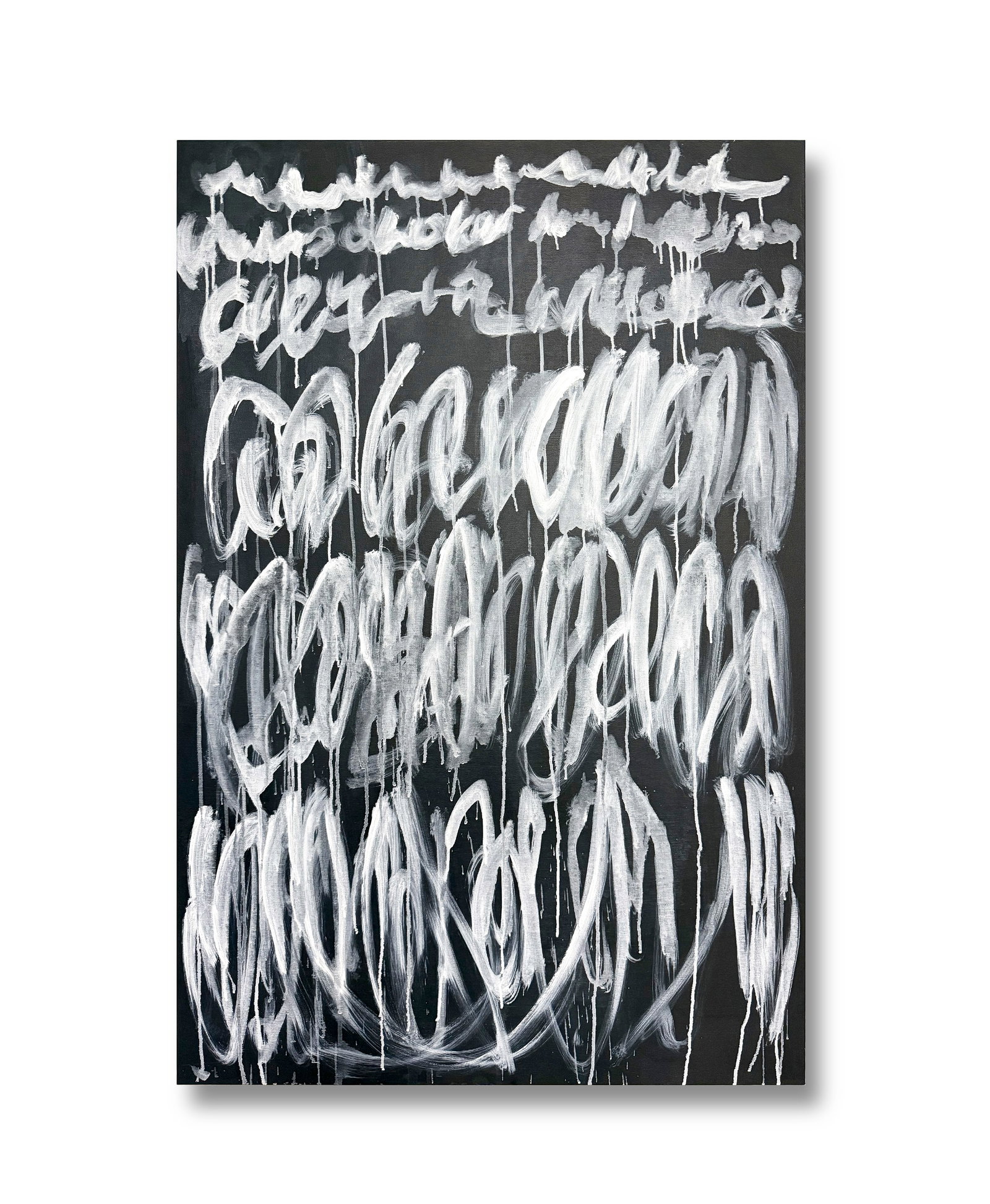 A ACRYLIC PAINTING ON CANVAS WITH THE MARK OF CY TWOMBLY: A ACRYLIC PAINTING ON CANVAS WITH THE MARK OF CY TWOMBLY 130.5*86.5CM