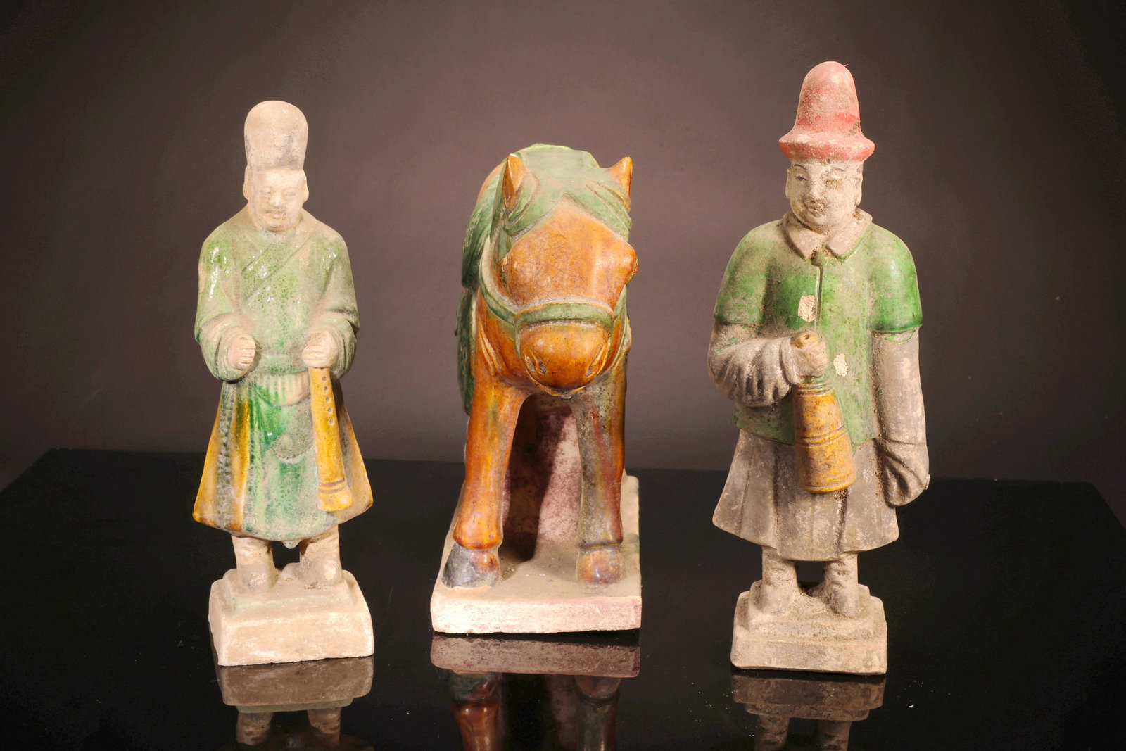 A SANCAI FIGURE OF FOREIGN MUSICIANS, SET (1 of 10)