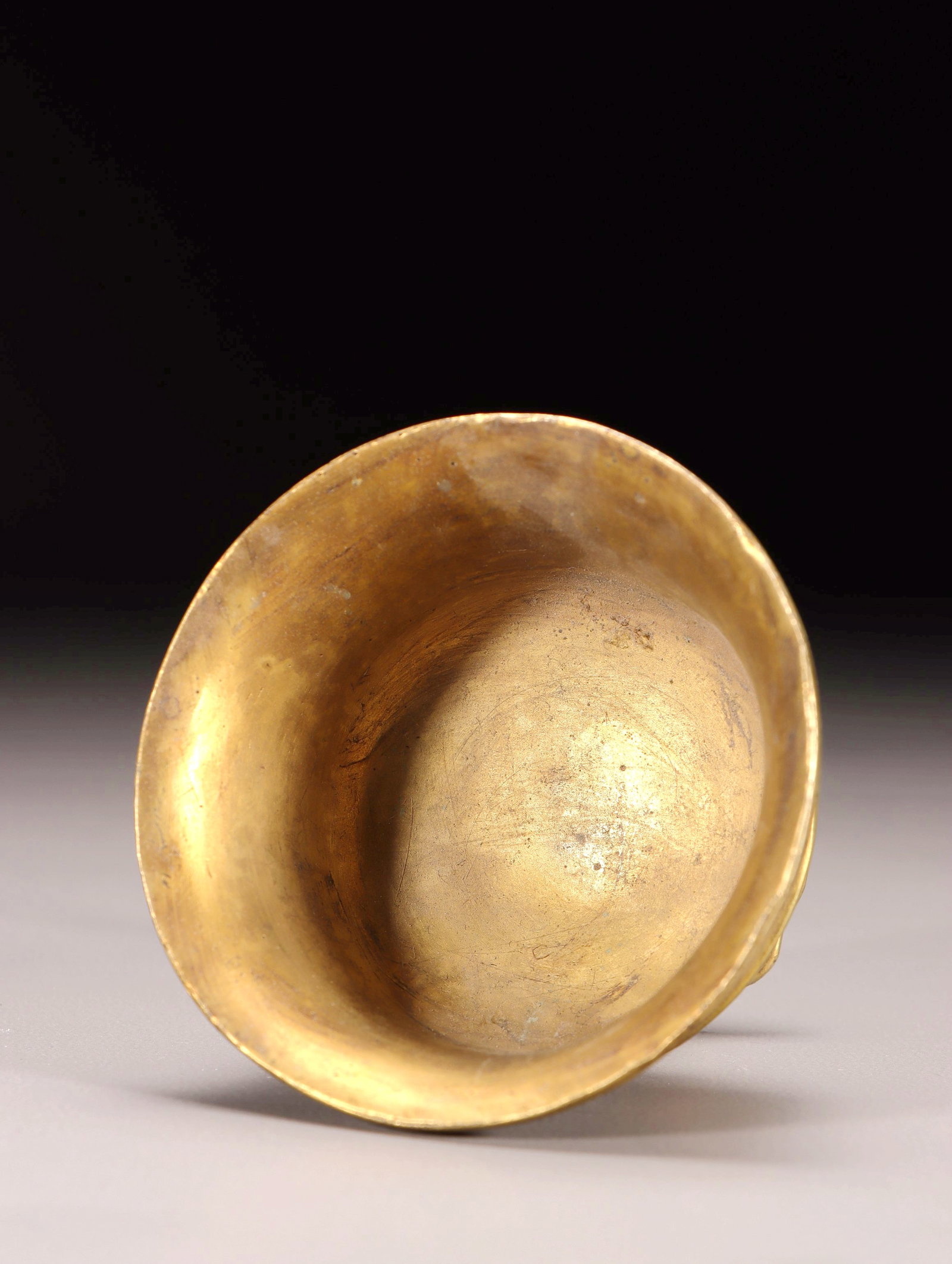 A GILT BRONZE CHASED HIGH STEM CUP - 8