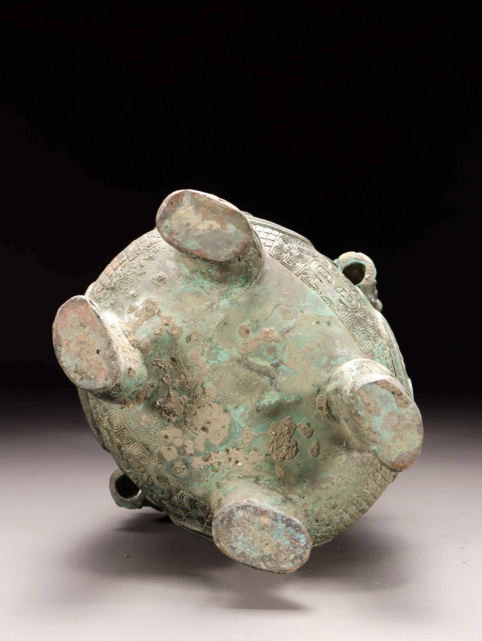 A BRONZE BIRD-SHAPED YOU VESSEL WITH LOOP HANDLE - 9