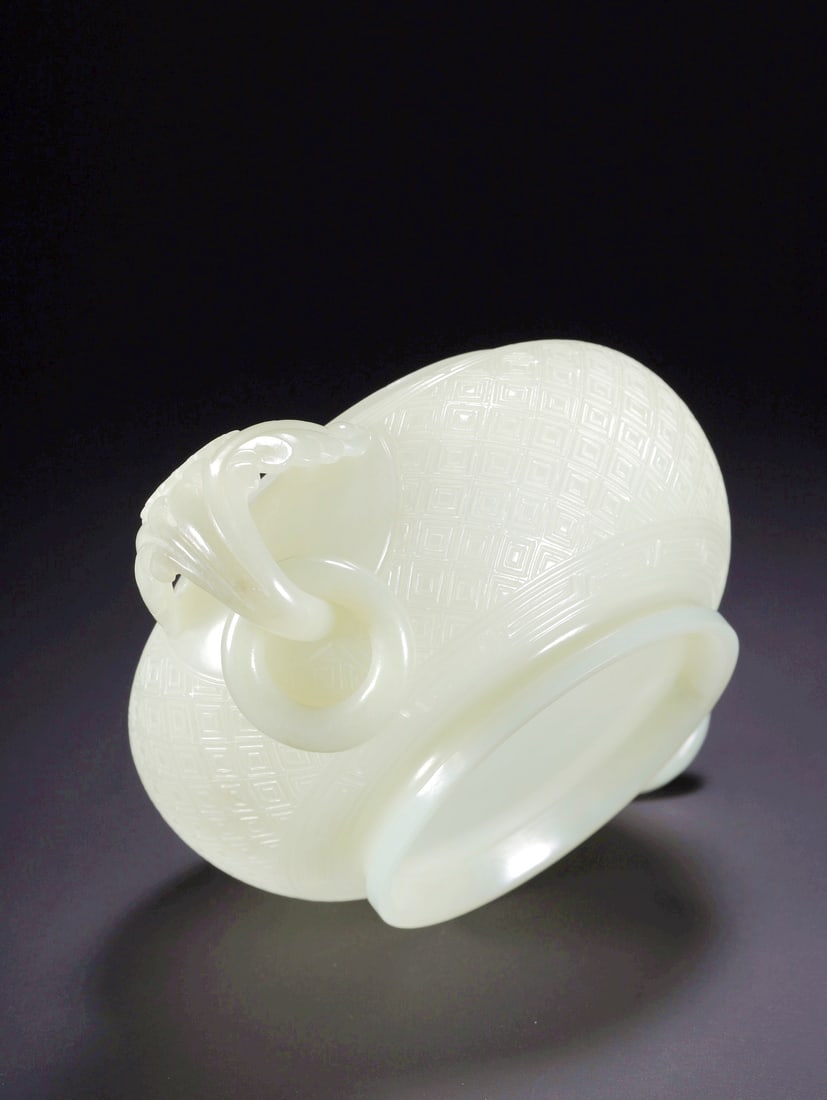 A HETIAN JADE PASSIONFLOWER PATTERN LOOSE RING CENSER - 8
