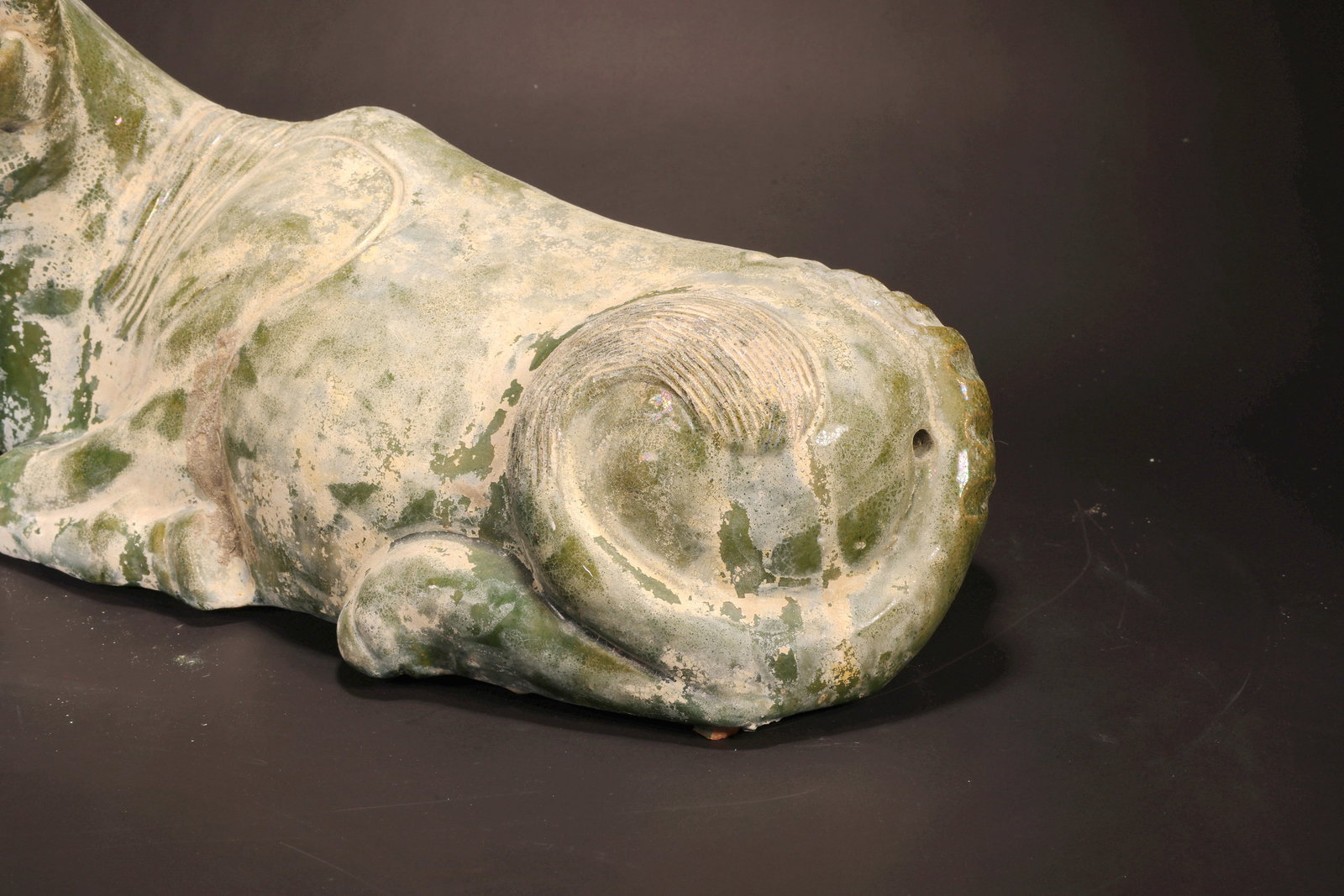A GREEN GLAZED POTTERY OX - 4