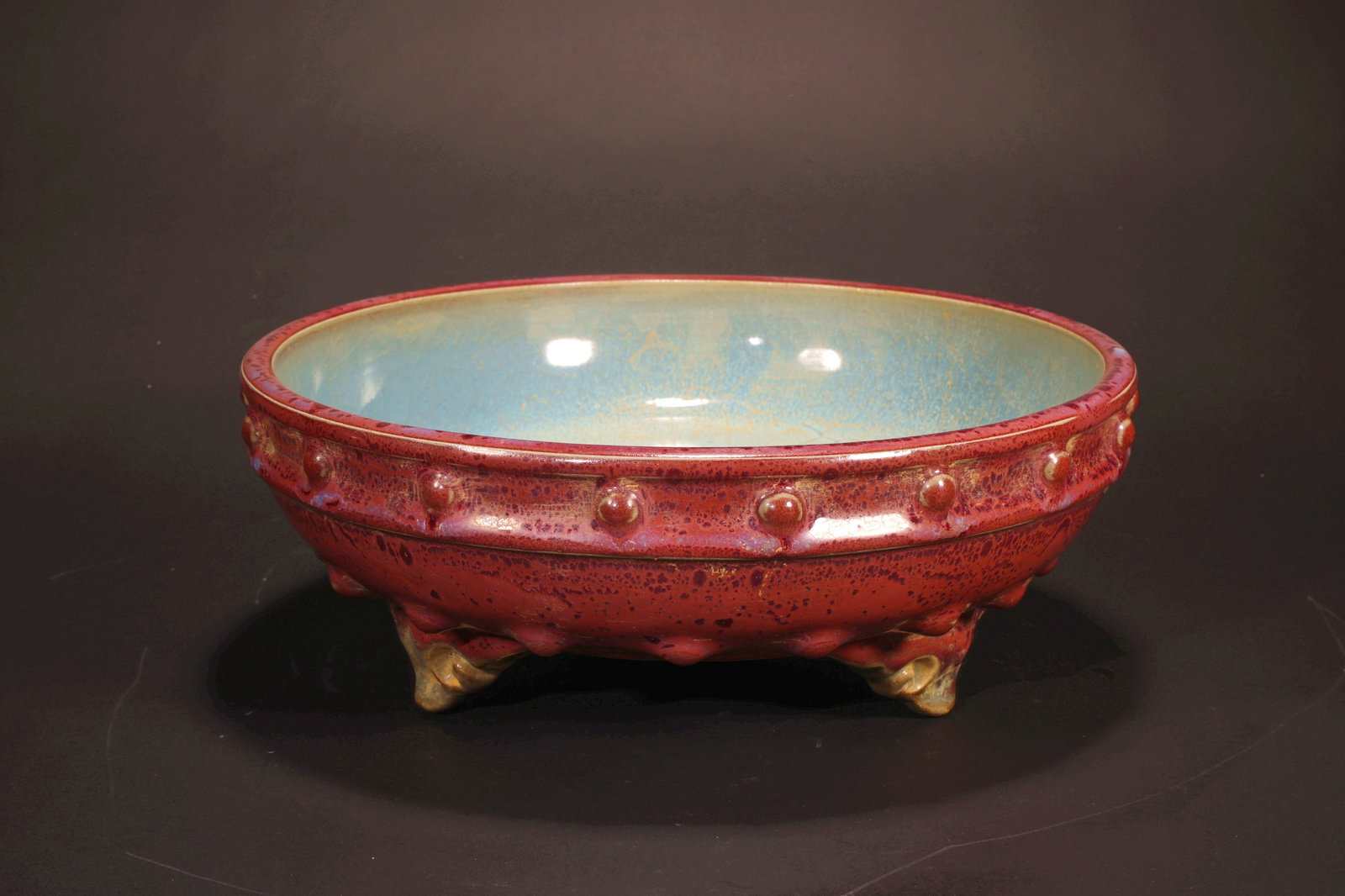 A JUN RED GLAZED DRUM NAIL WASHER (1 of 6)