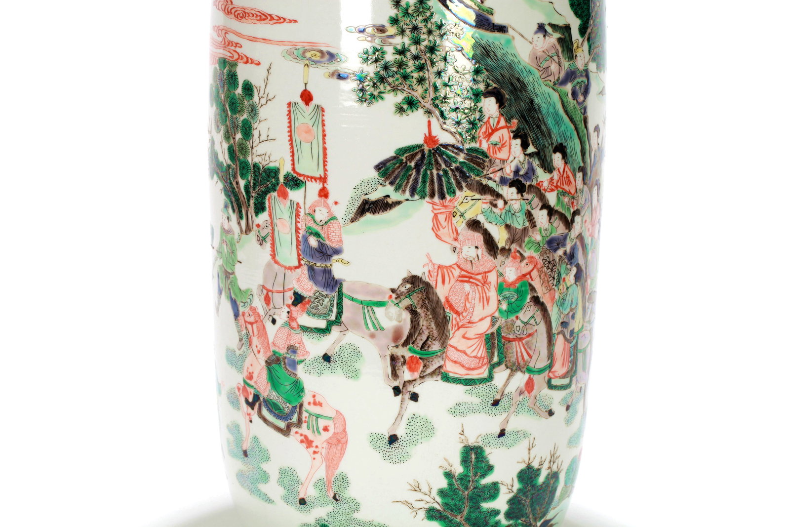 A WUCAI FIGURE RIBBED VASE - 11