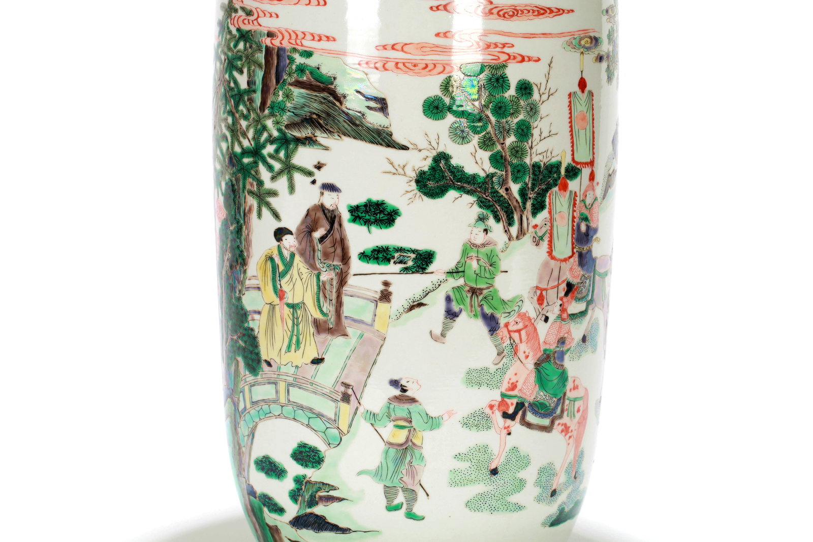 A WUCAI FIGURE RIBBED VASE - 7