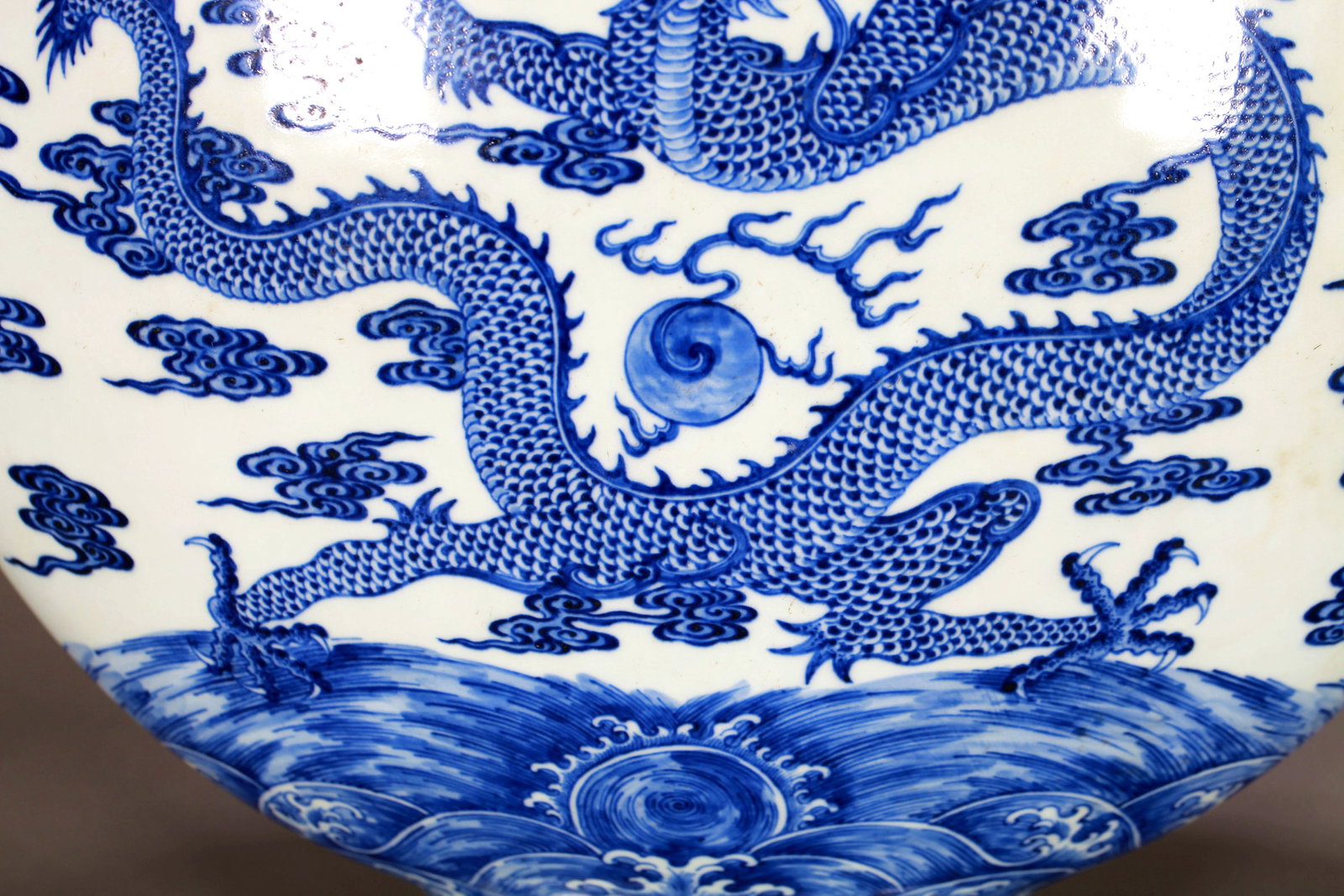 A BLUE AND WHITE CLOUD DRAGON MOONFLASK - 6