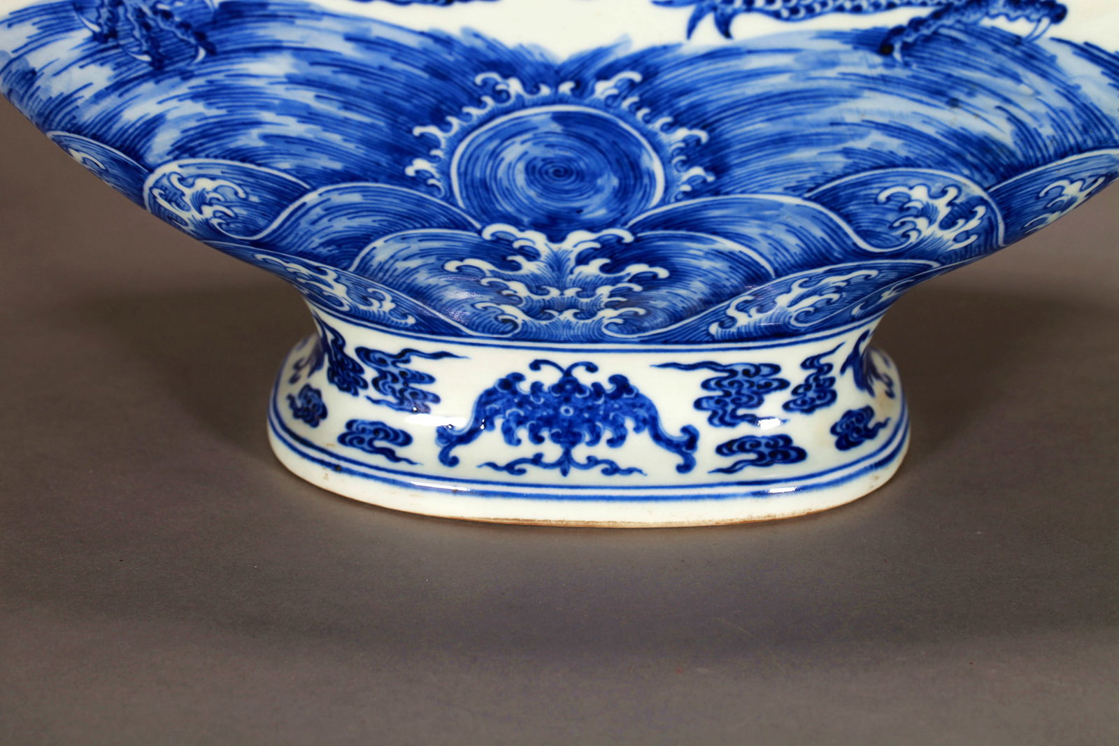 A BLUE AND WHITE CLOUD DRAGON MOONFLASK - 7
