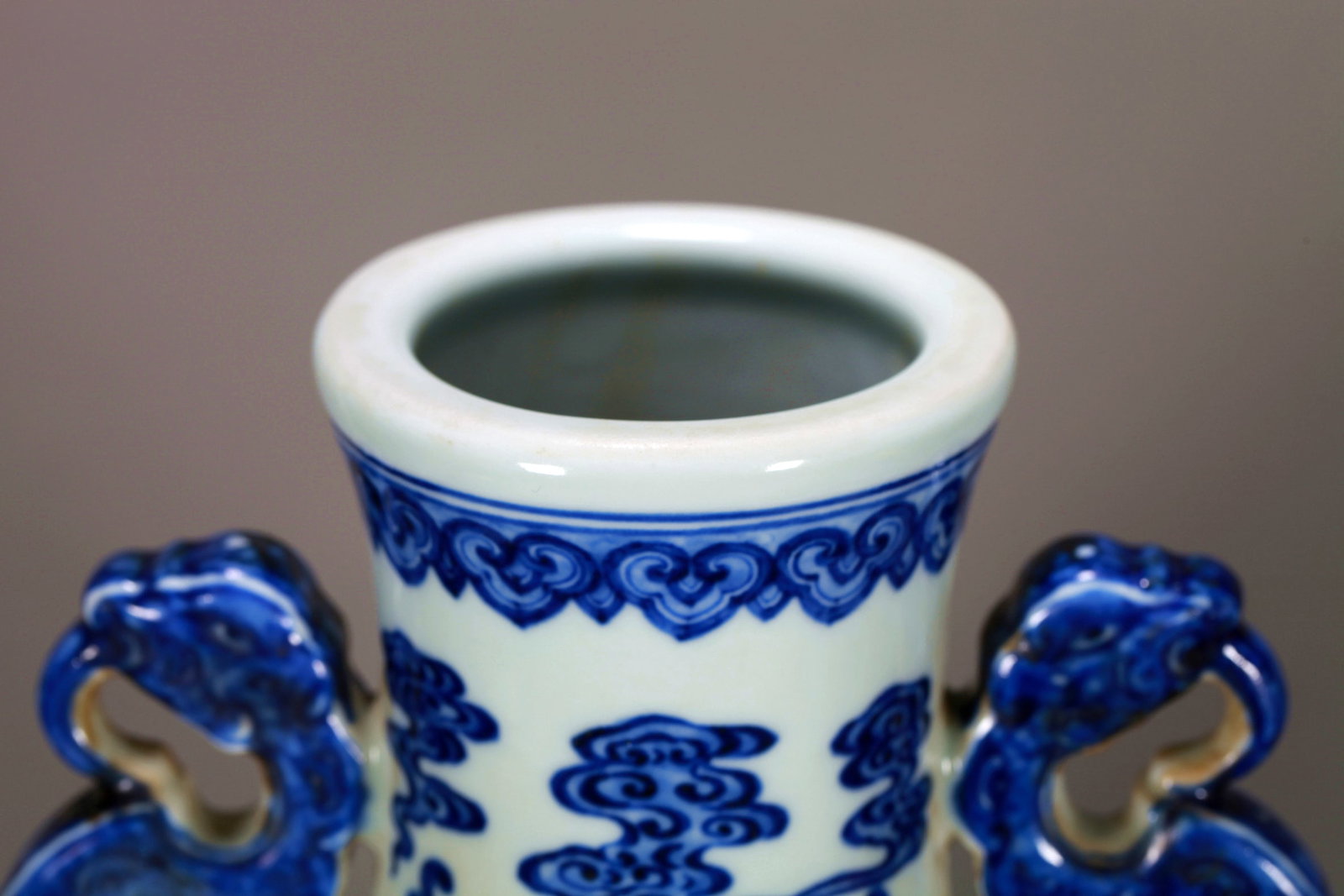A BLUE AND WHITE CLOUD DRAGON MOONFLASK - 8
