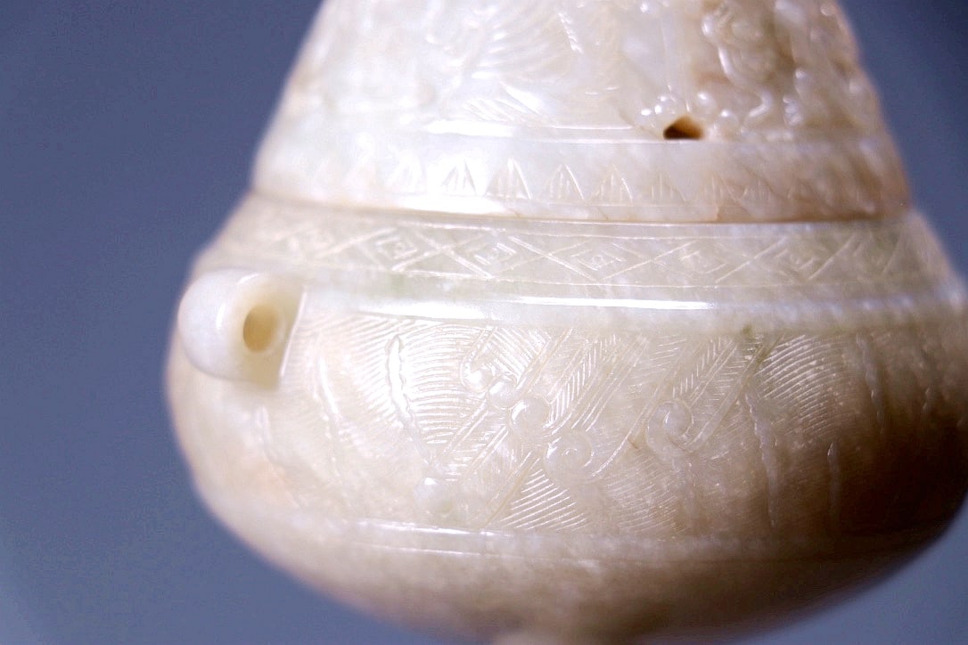 A HETIAN JADE BEAST PATTERN FIGURAL BOSHAN CENSER - 6