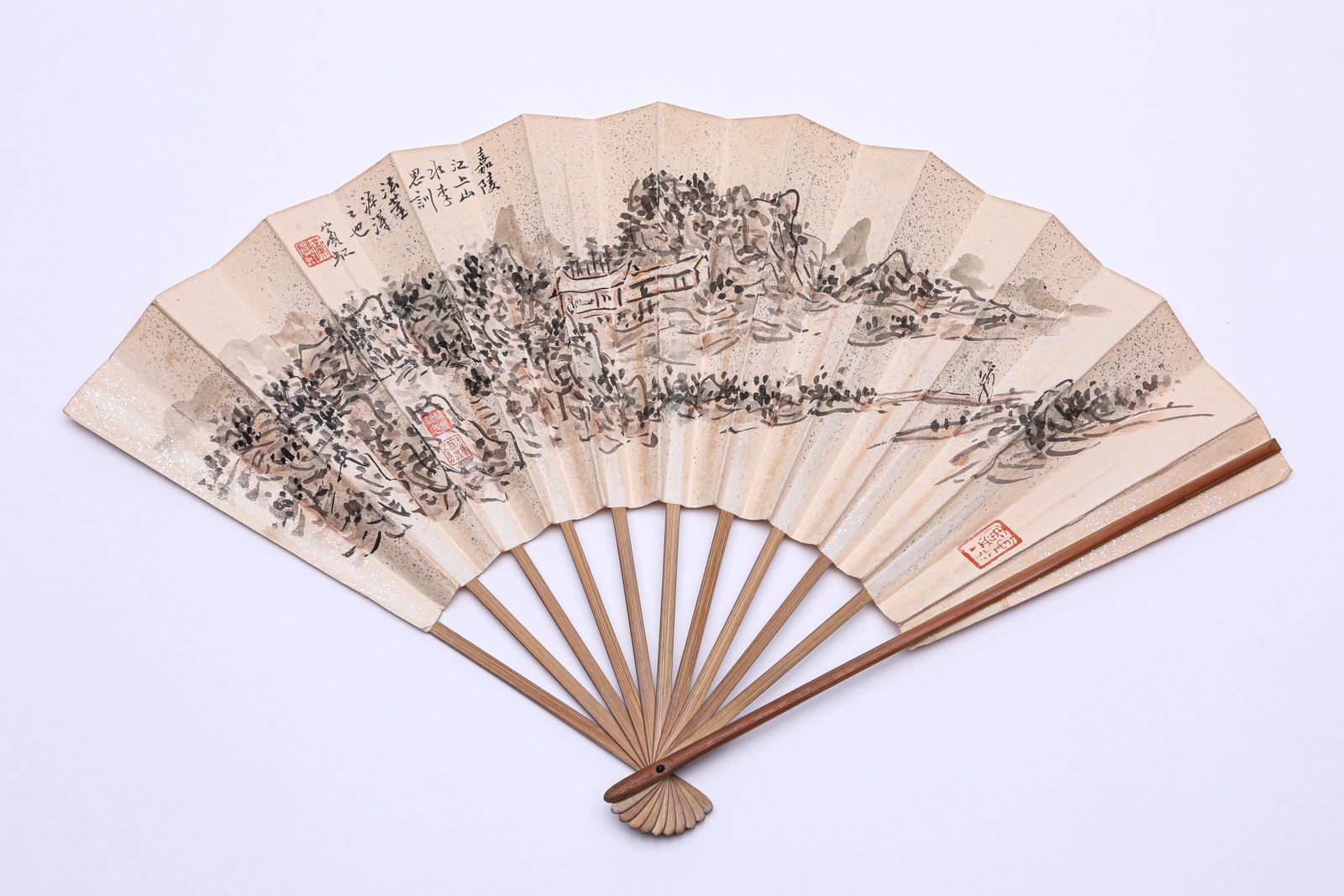 A CHINESE HAND PAINTING WITH THE MARK OF HUANG BINHONG: A CHINESE HAND PAINTING WITH THE MARK OF HUANG BINHONG 15*44CM