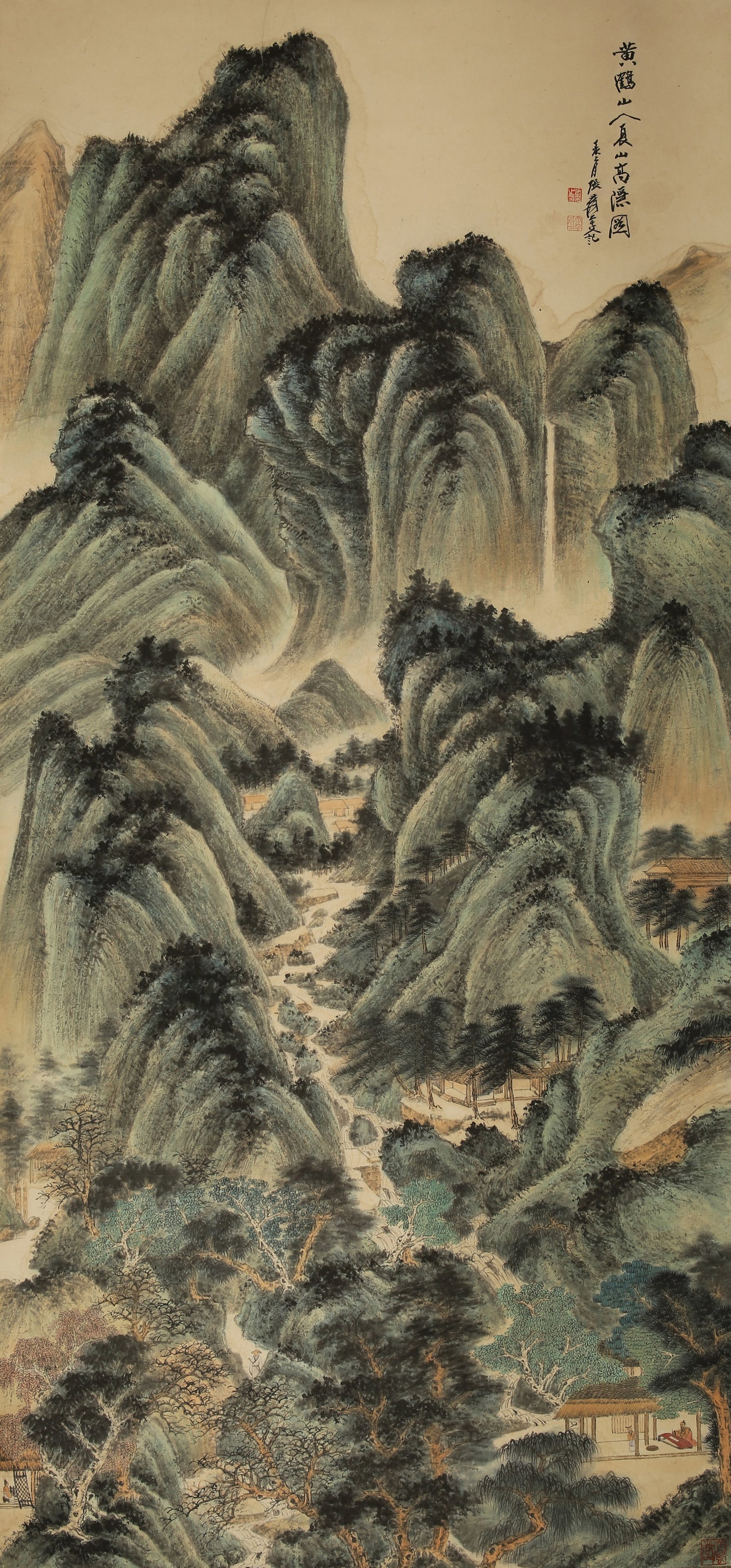 A CHINESE HAND PAINTING WITH THE MARK OF ZHANG DAQIAN: A CHINESE HAND PAINTING WITH THE MARK OF ZHANG DAQIAN 180*84CM
