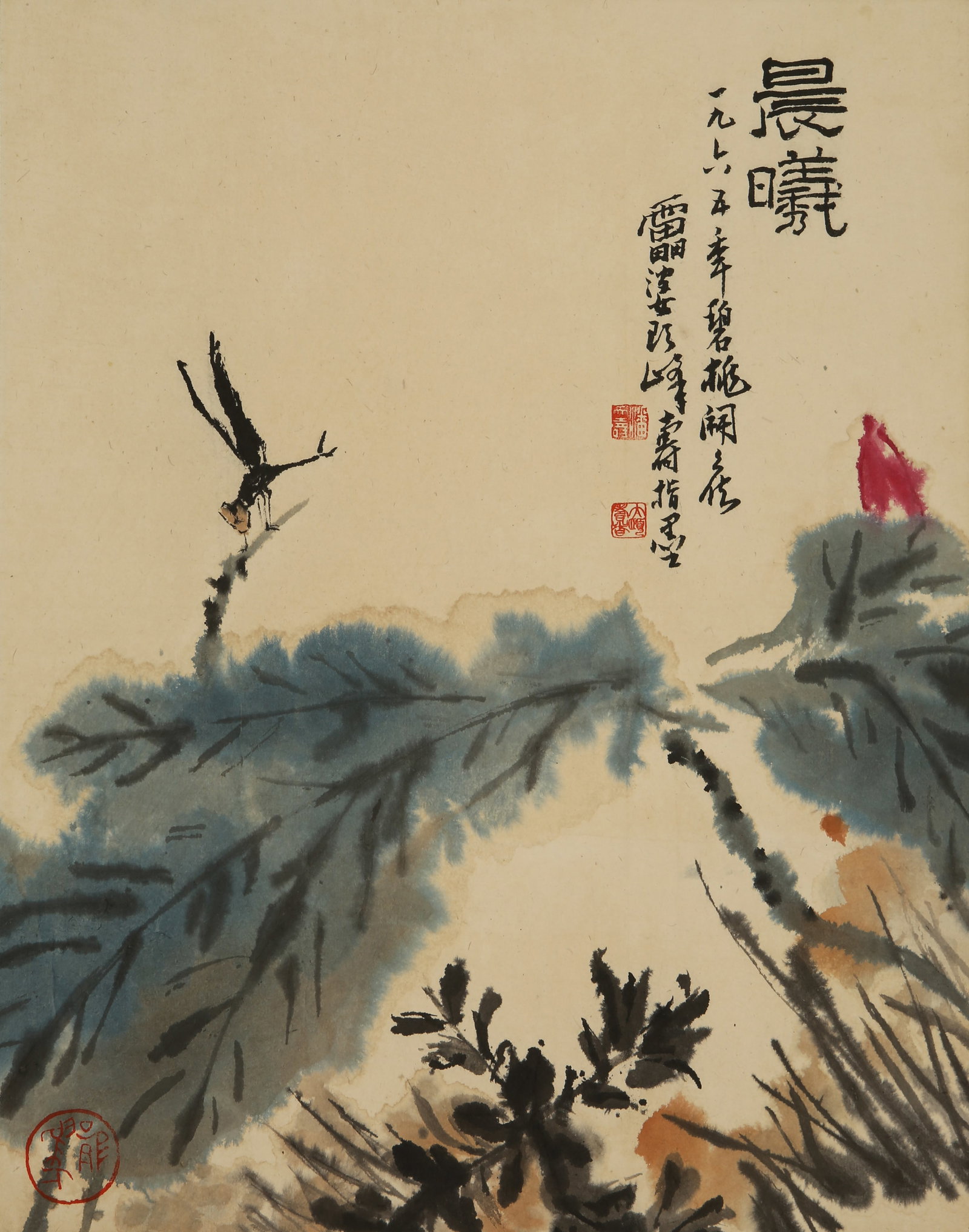 A CHINESE HAND PAINTING WITH THE MARK OF PAN TIANSHOU (1 of 6)