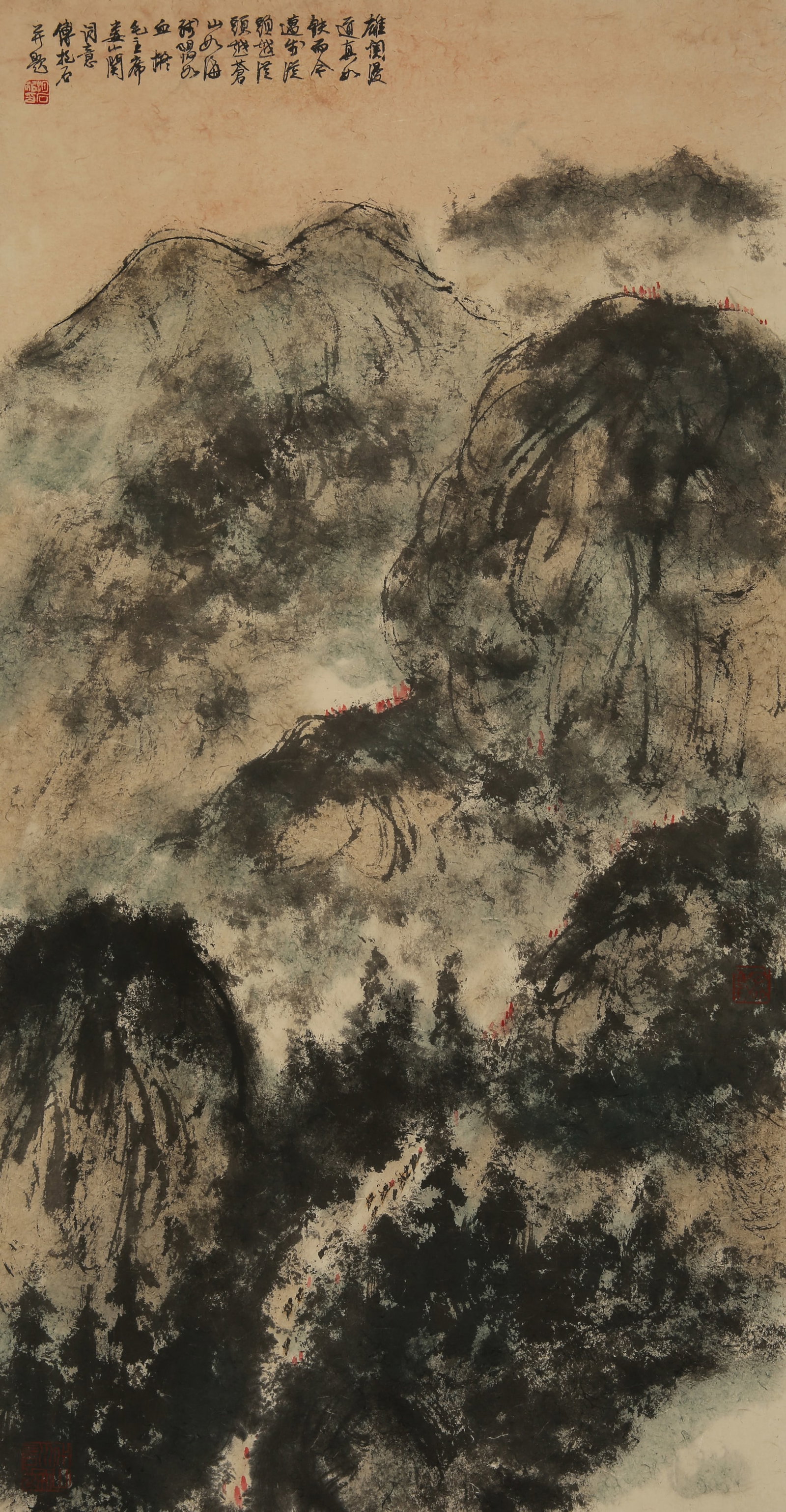 A CHINESE HAND PAINTING WITH THE MARK OF FU BAOSHI (1 of 7)