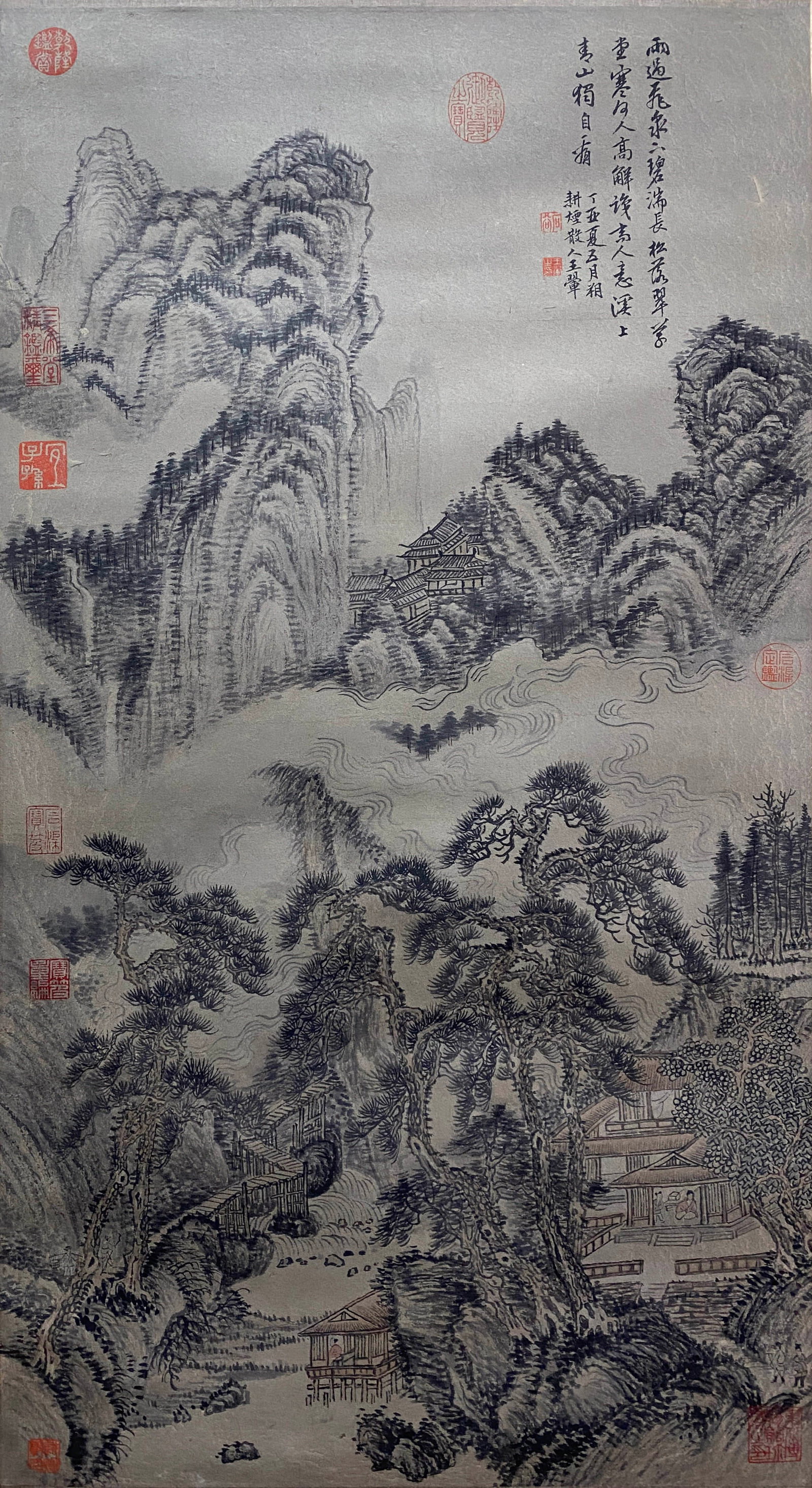 A CHINESE HAND PAINTING WITH THE MARK OF WANG HUI (1 of 9)