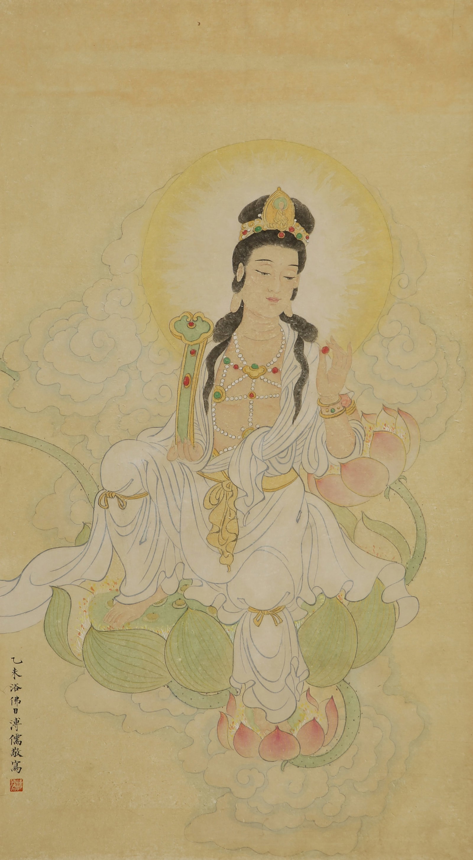 A CHINESE HAND PAINTING WITH THE MARK OF PU RU: A CHINESE HAND PAINTING WITH THE MARK OF PU RU 74*41CM