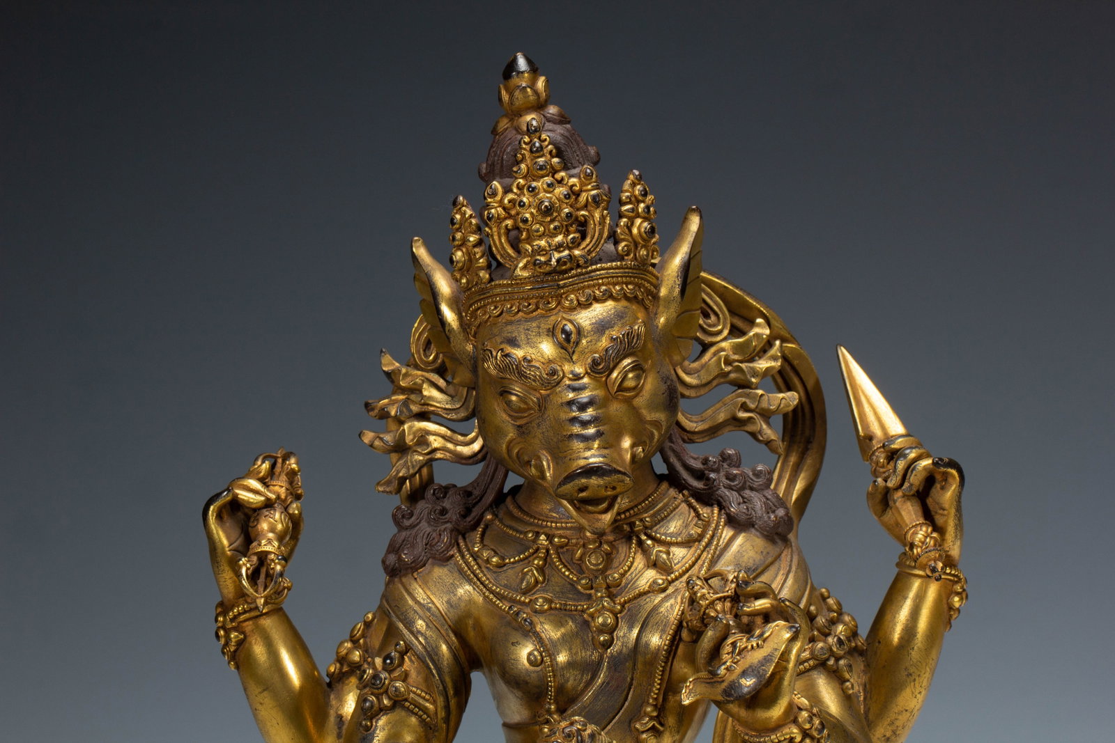 Chinese Gilt Bronze Buddhist Deity Statue - 2