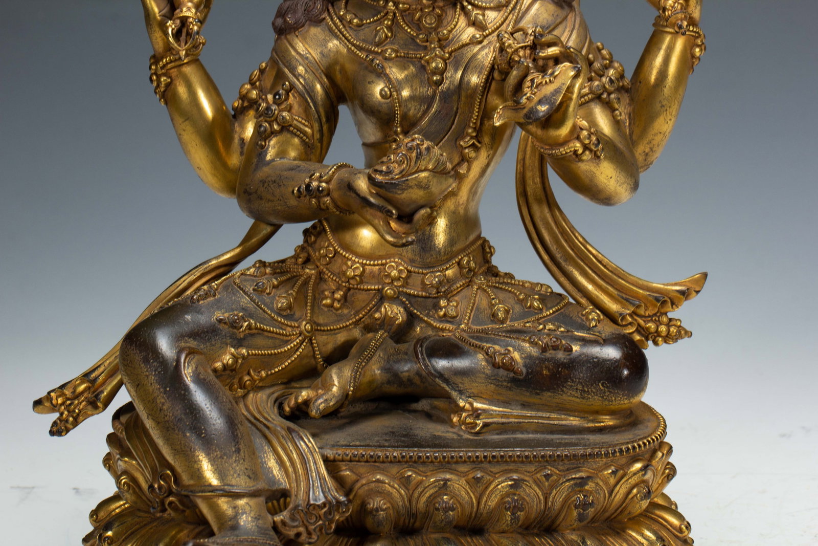 Chinese Gilt Bronze Buddhist Deity Statue - 3