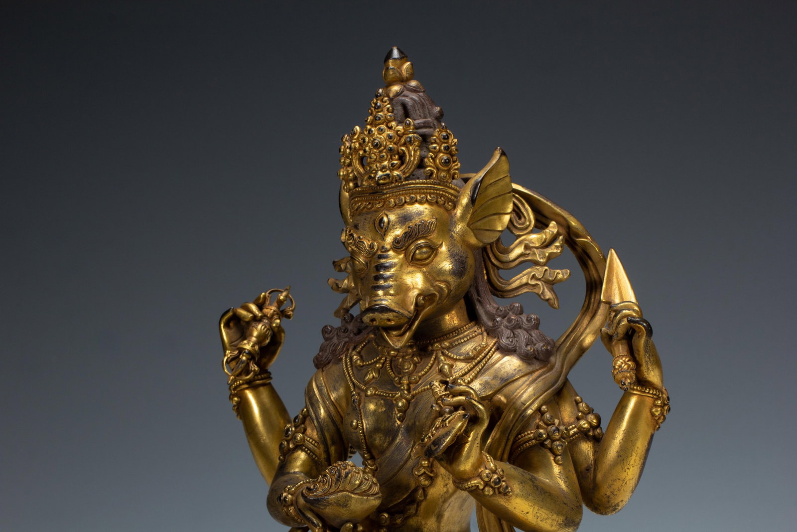Chinese Gilt Bronze Buddhist Deity Statue - 6