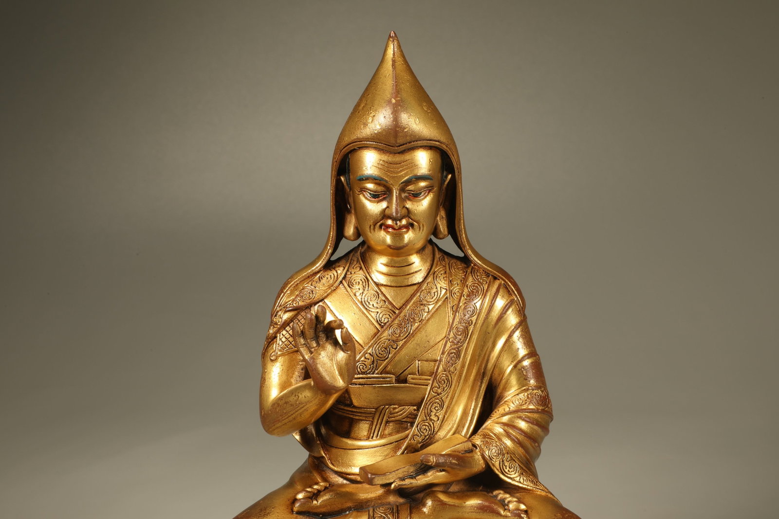 A Gilt Bronze Tsongkhapa Figure - 2