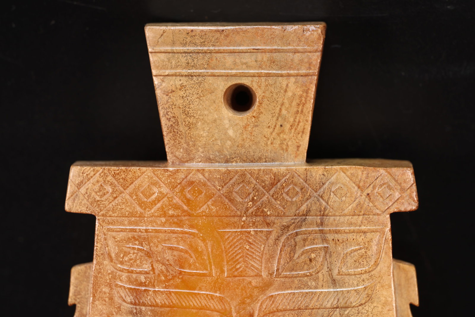 A Jade Carved Beast Face Pattern Axe - 2