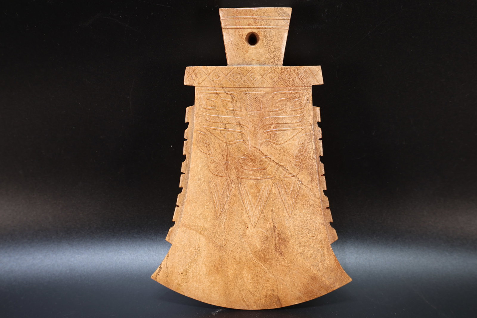 A Jade Carved Beast Face Pattern Axe - 5