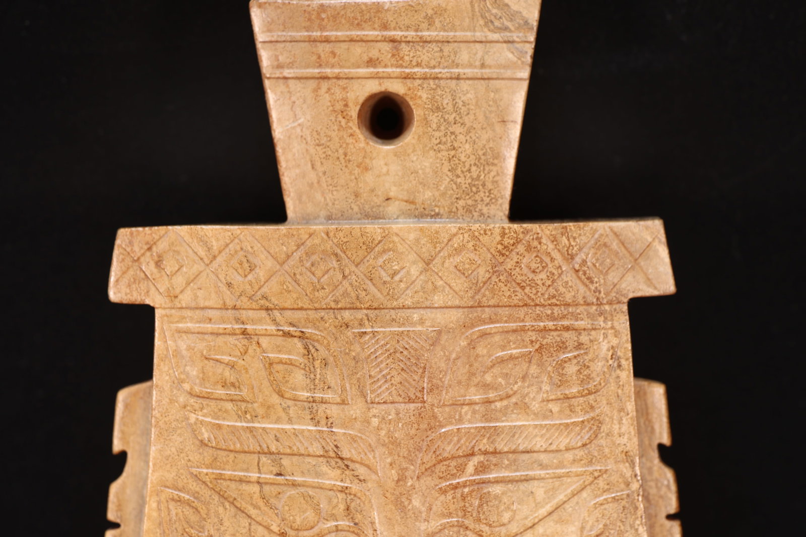 A Jade Carved Beast Face Pattern Axe - 6