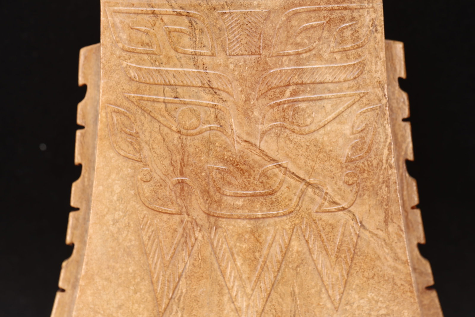 A Jade Carved Beast Face Pattern Axe - 7